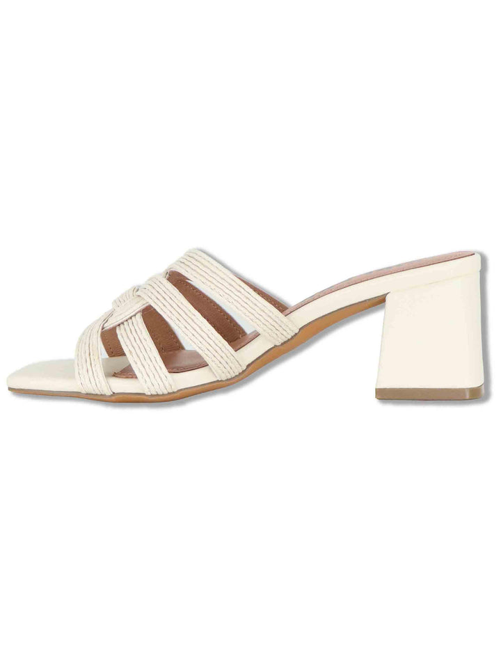 Sandali scalzati donna in pelle e tessuto off white con tacco alto Aran 878Z94HG 02-OFF WHT Bibi Lou 