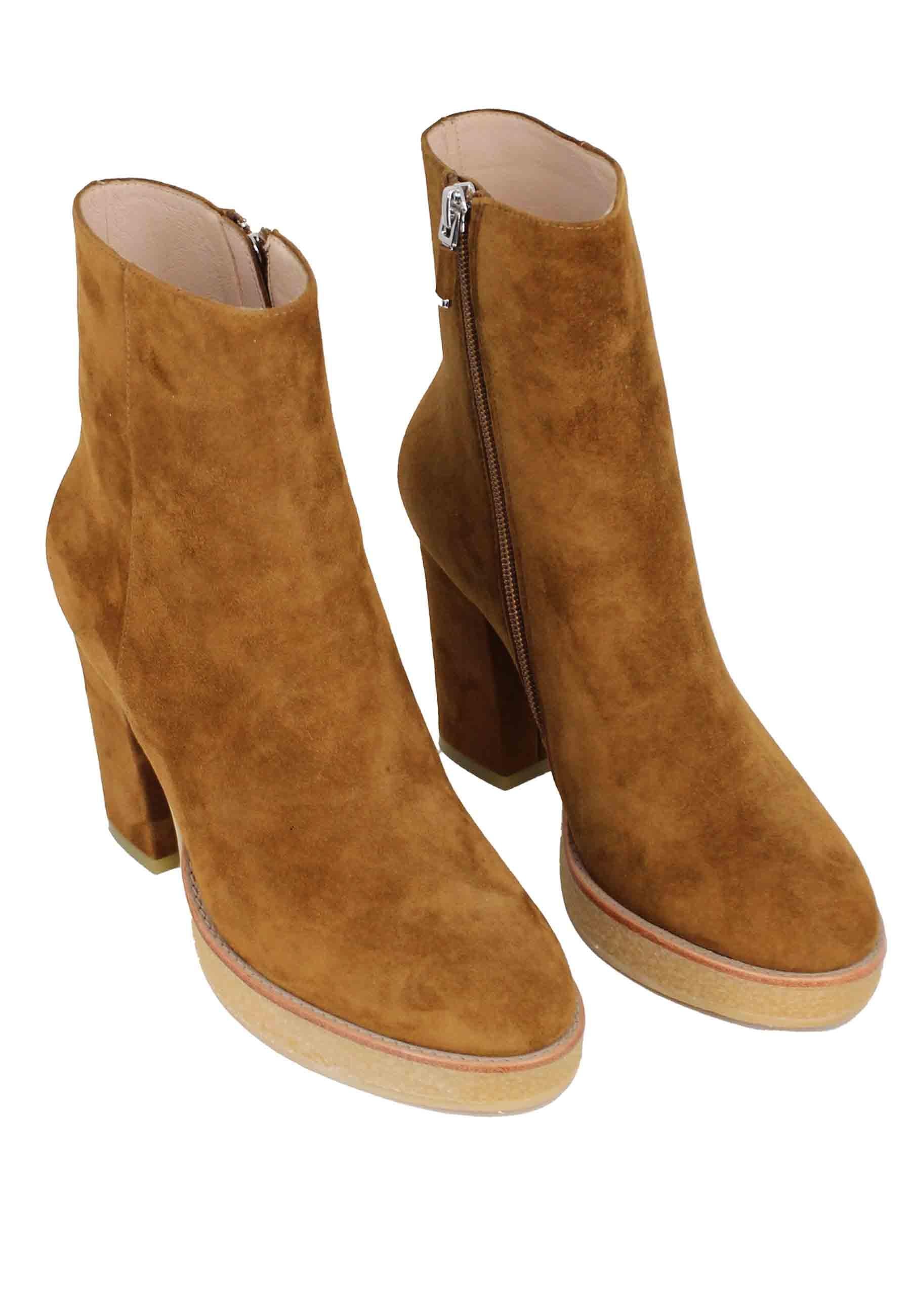 Stivaletti donna in camoscio cuoio con plateau in para Biot 355T30BK 014 Lola Cruz 
