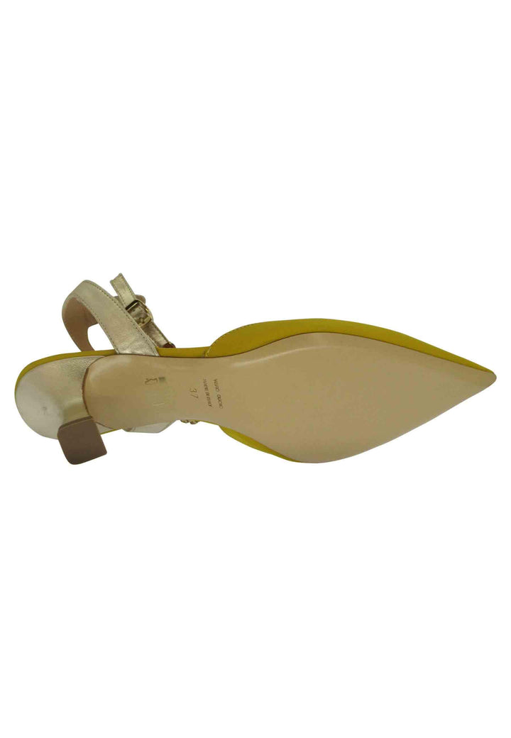 Decollete donna in raso senape con cinturino gioiello alla caviglia ARKAN 008 Festa 