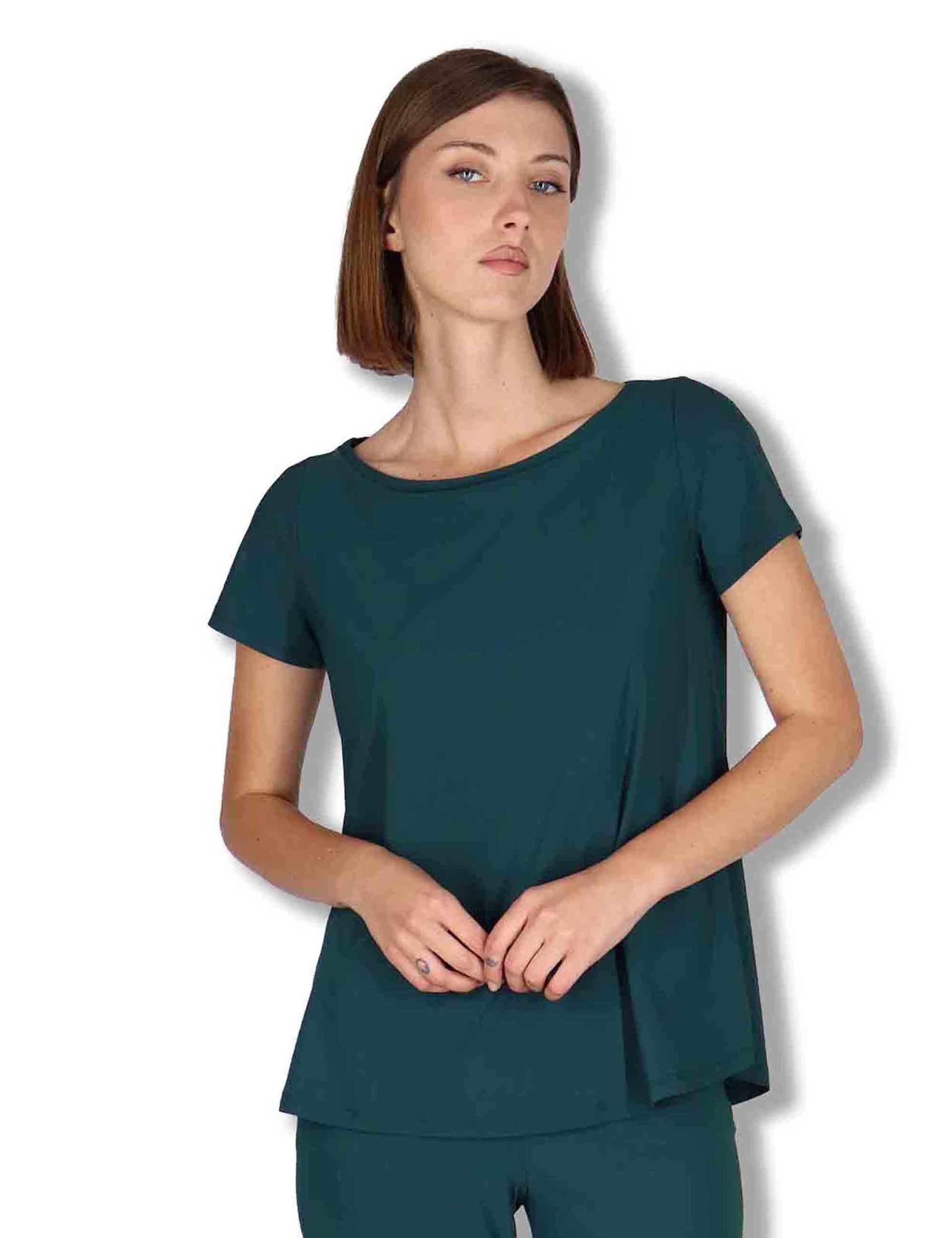 T-Shirt donna Soft in jersey verde mezza manica JK028170210 60050 Maliparmi 