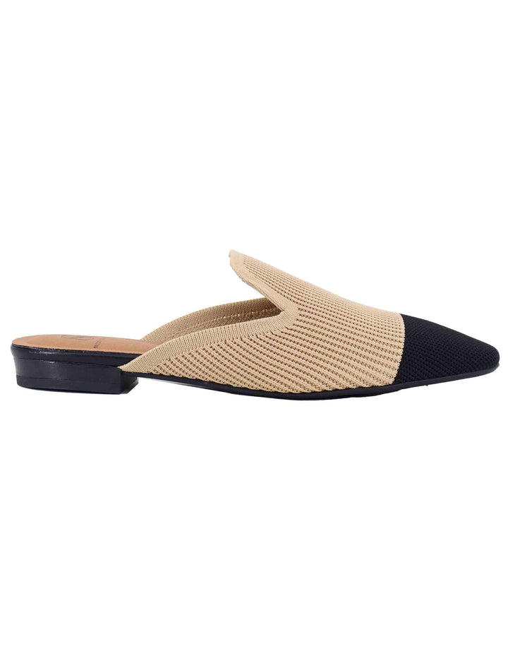 Mule donna in tessuto nero e camel 876427-65 72 Miss Elastic 