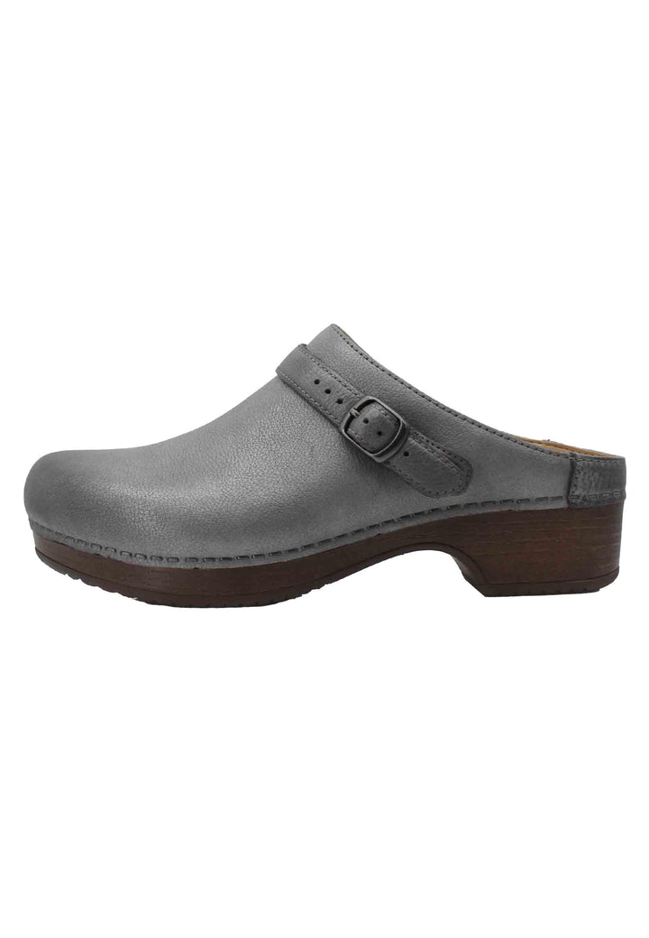 Mule donna in pelle laminata grigia con fibbietta laterale e sottopiede imbottito BERRY 9421-801600 Dansko 
