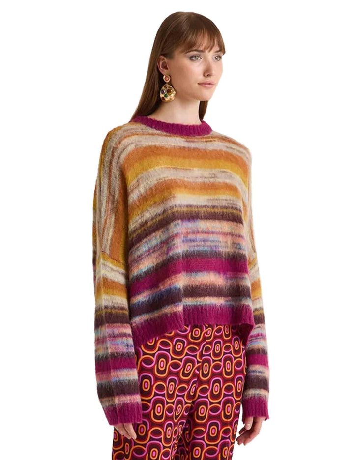 Maglioni da donna Mohair Mix Print in lana cammello girocollo JQ511178209 41B21 Maliparmi 