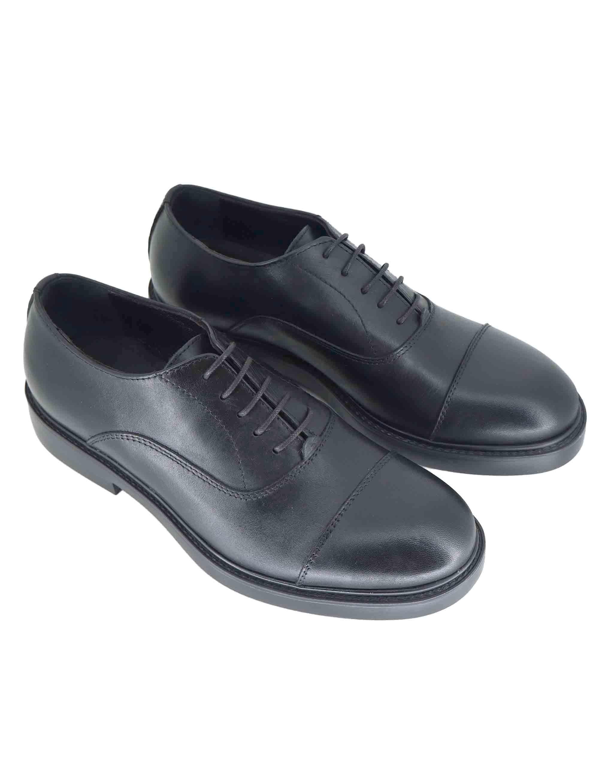 Stringate uomo in pelle nera con suola in gomma SPDU8040 029 Spatarella 