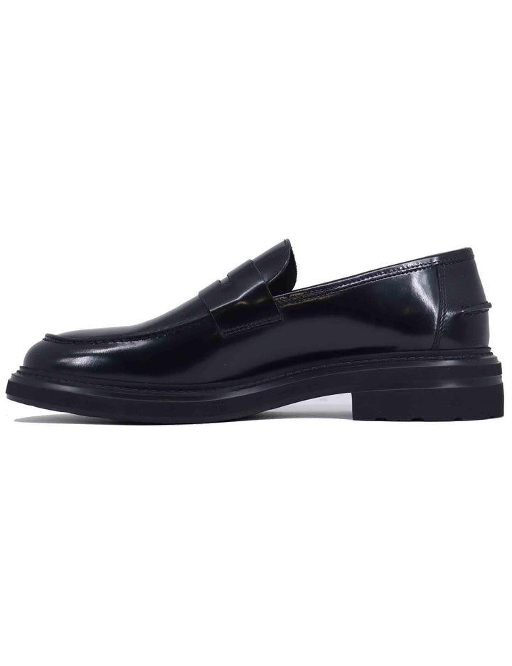 Mocassini uomo in pelle nera con suola in gomma CHIBA 1 001 Rogal's 