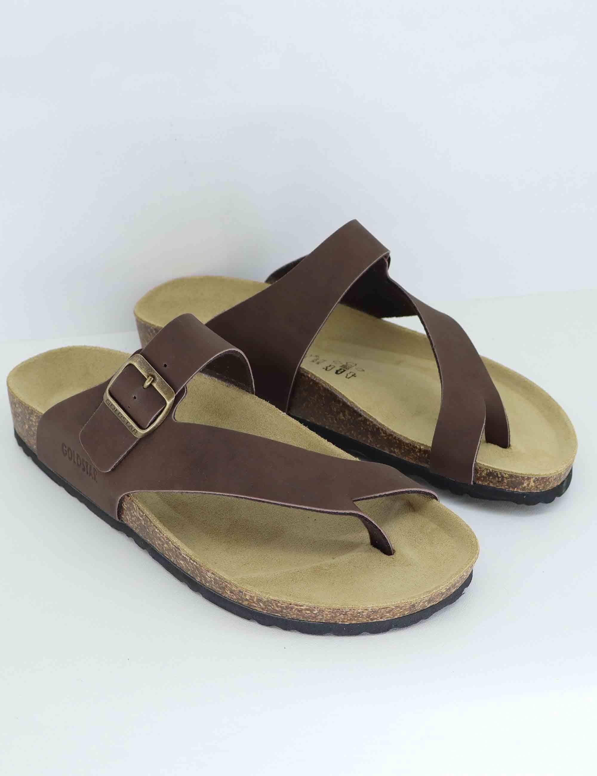 Sandali infradito uomo in pelle marrone GS9904 014 Gold Star 