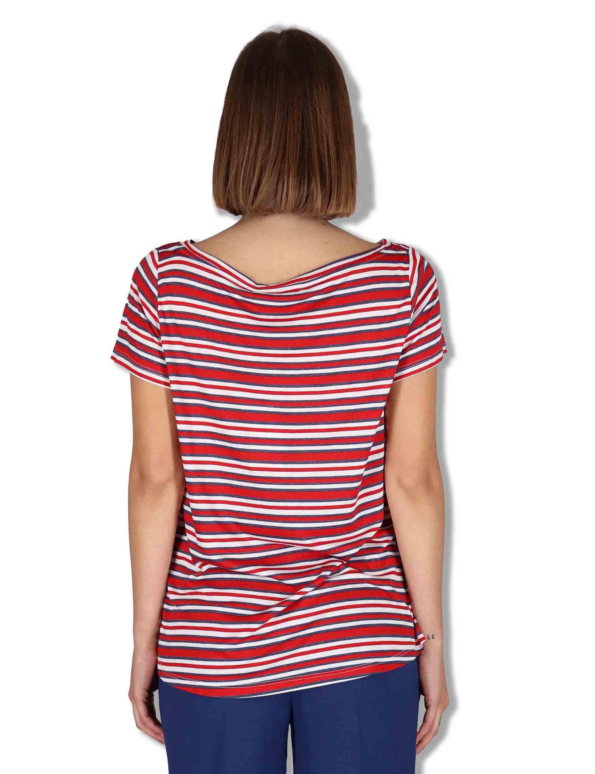 T-Shirt donna Summer Stripes in viscosa naturale azzurra JK028170676 82B30 Maliparmi 