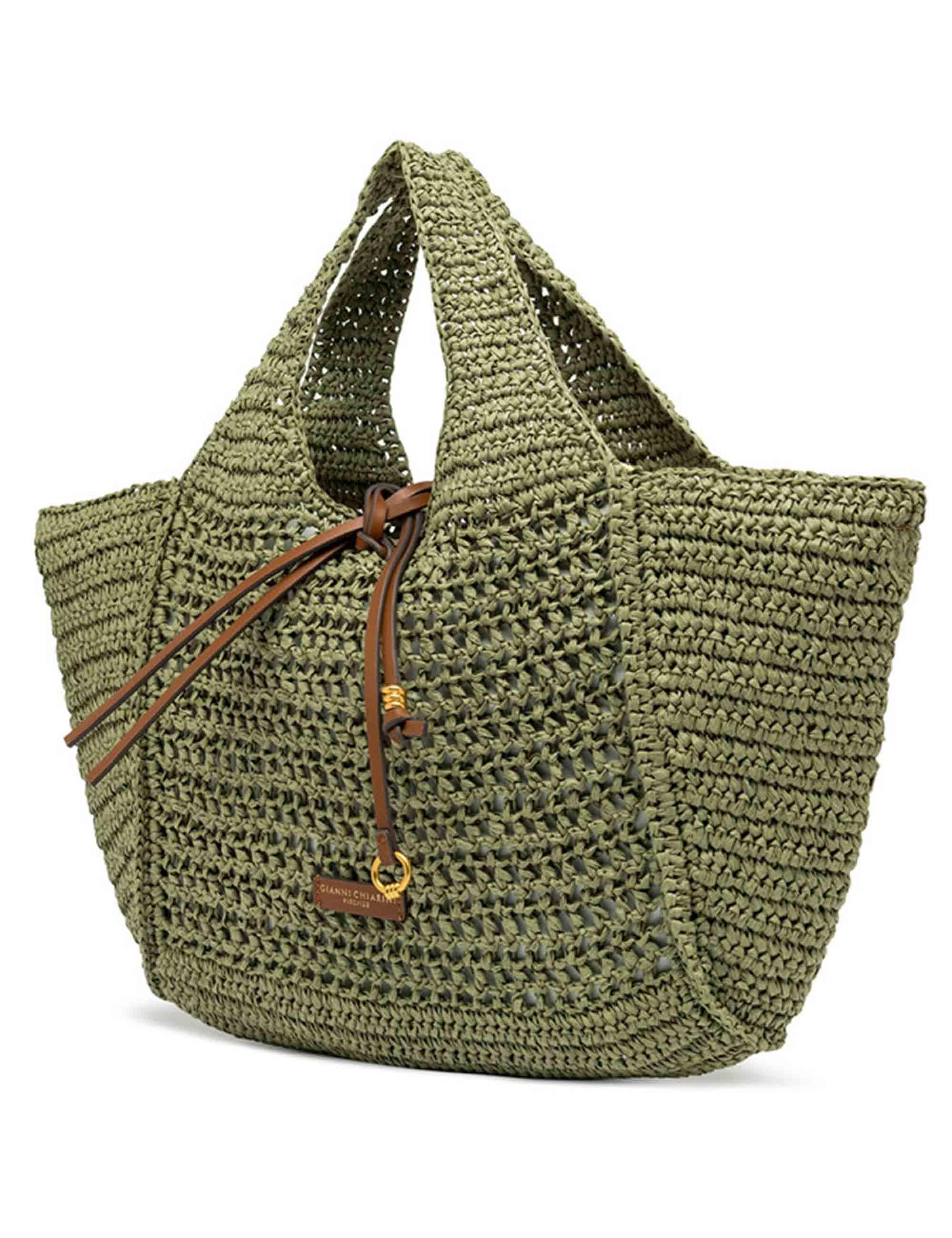 Borse donna Nefeli in rafia verde con chiusura cordoncino BS11953 COMM STR-CRCH 11730 Gianni Chiarini 