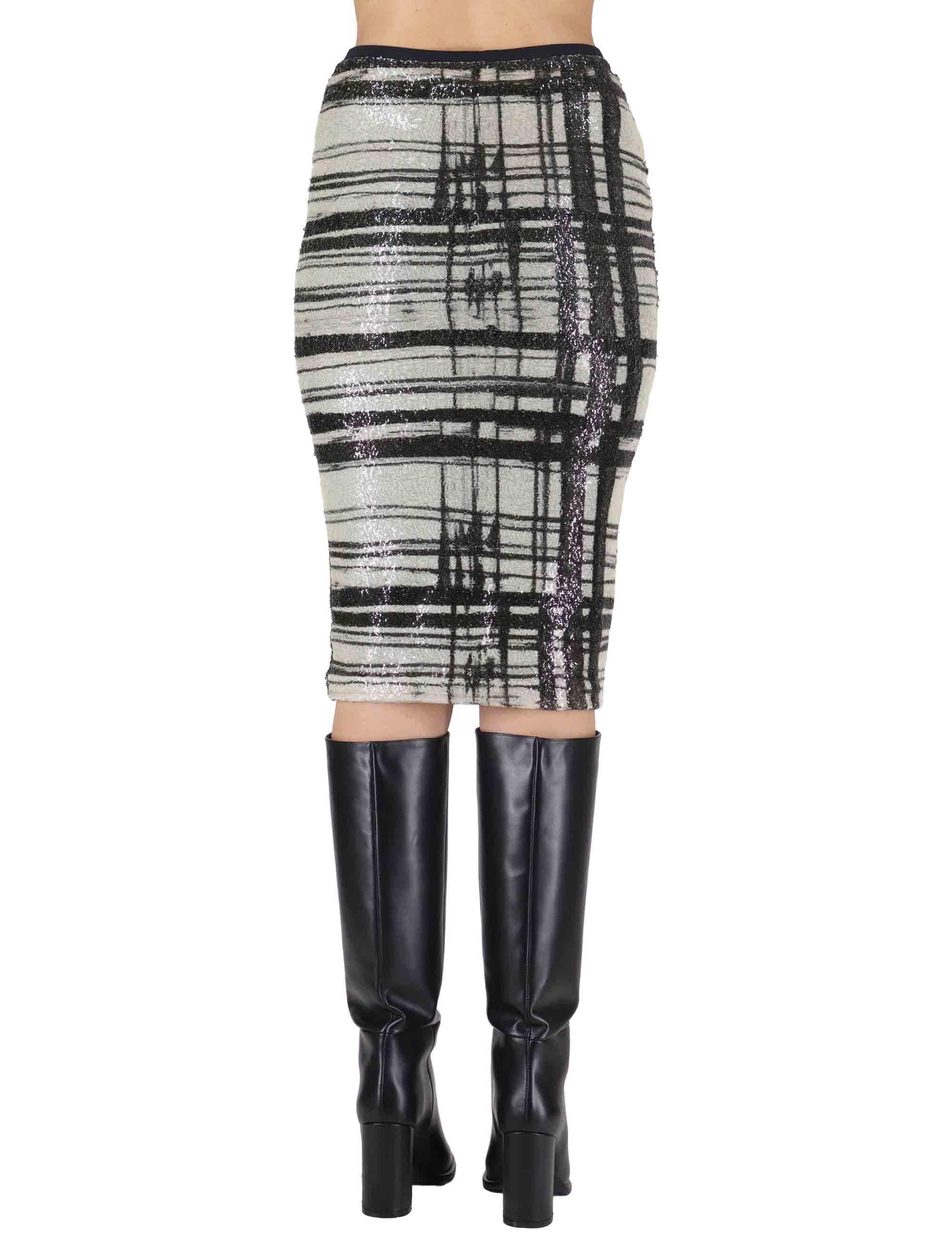 Gonne longuette donna effetto paillettes bianca e nera con elastico in vita OABGO0025-0516 9999 Justmine 