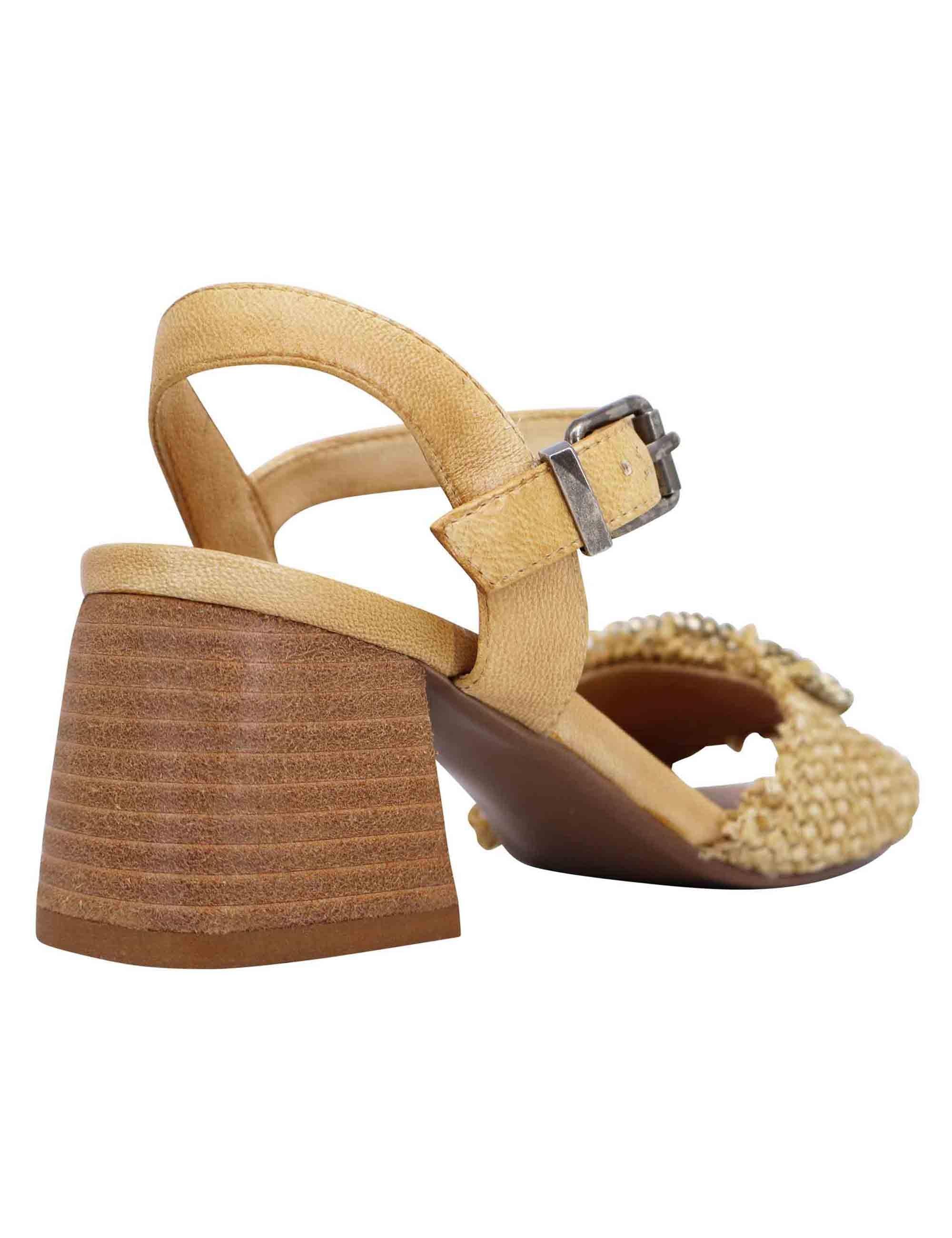 Sandali donna in rafia naturale con strass e cinturino alla caviglia IBAGUE 07 014 Zoe 