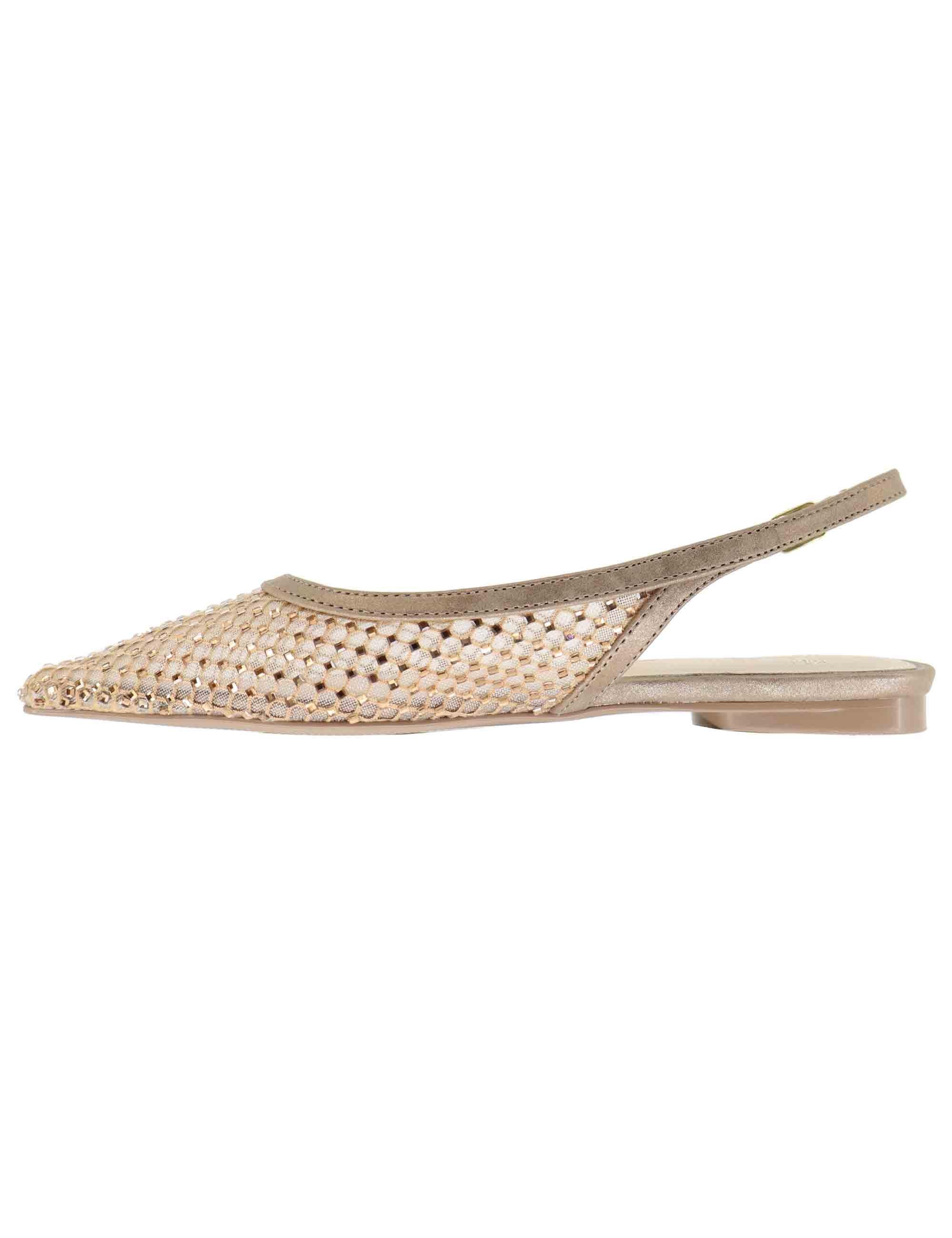 Slingback donna in rete bronzo con strass e tacco basso Donna U4700222