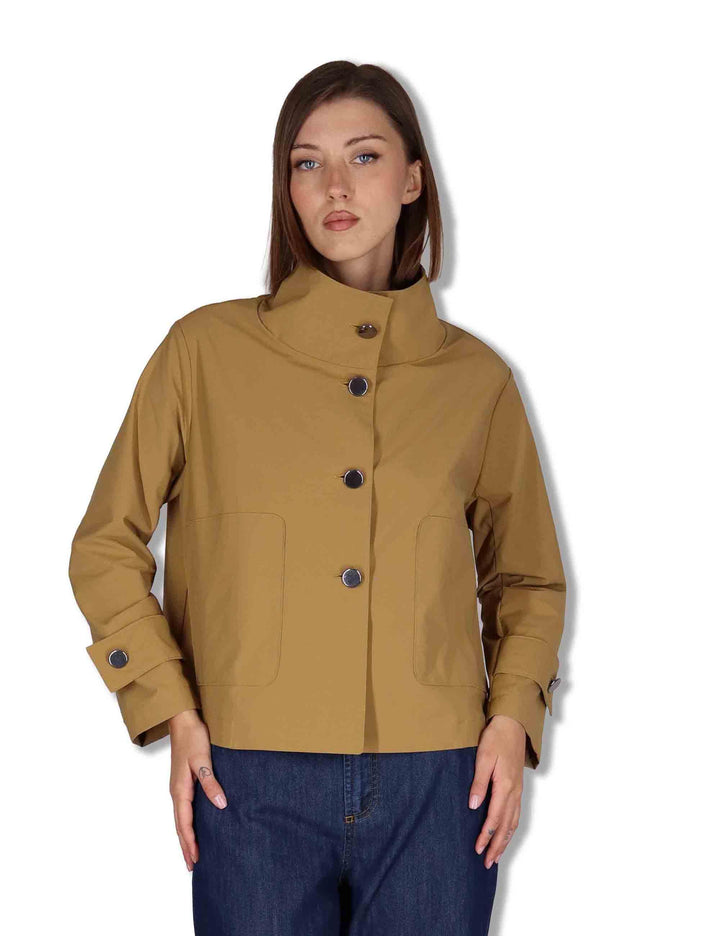 Giubbotto donna Montelupo in tessuto cammello con bottoni in metallo 50260018 034 Ewooluzione 