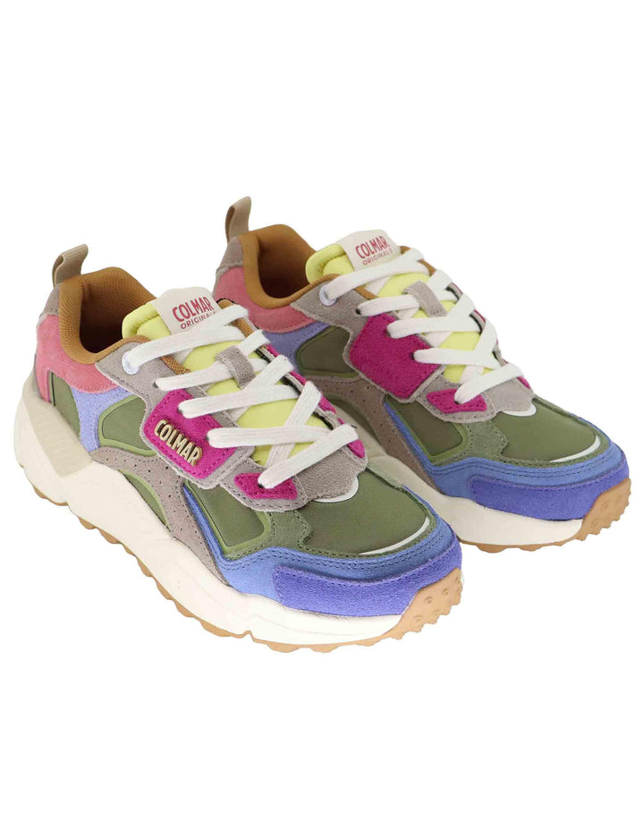 Sneakers donna in pelle e tessuto verde con suola alta GARNER FLASHY 125 Colmar 