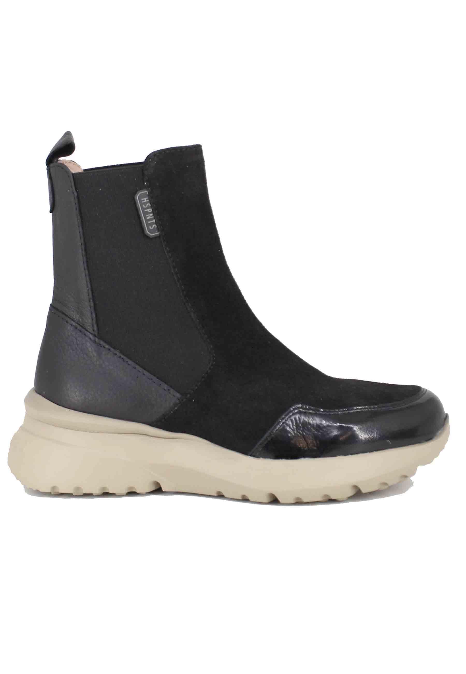 Sneakers donna a stivaletto in pelle e tessuto nero Rio Black HI232961 C010 Hispanitas 