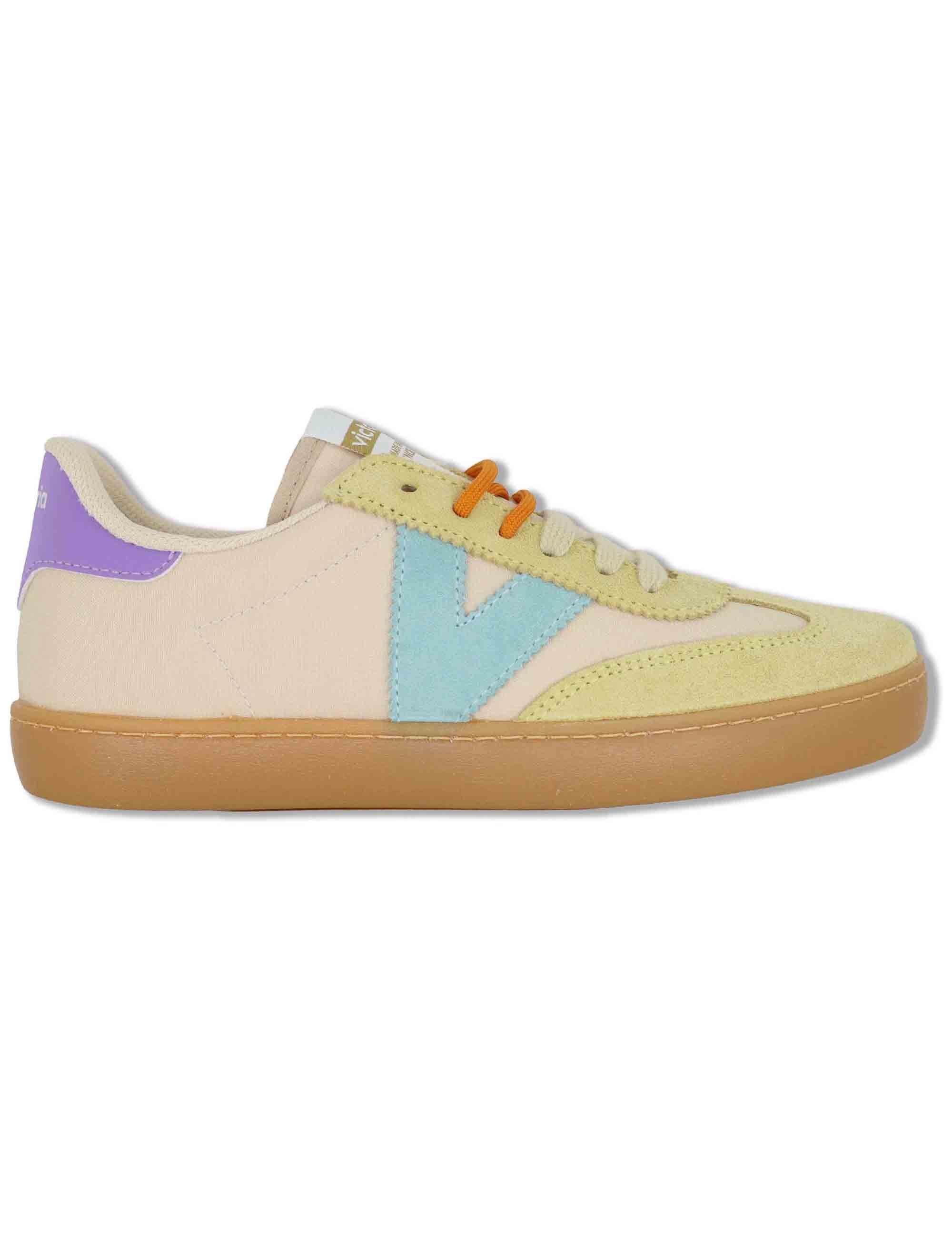 Sneakers donna Berlin in pelle beige con riporti in contrato 1126230 23_Vainilla Victoria 