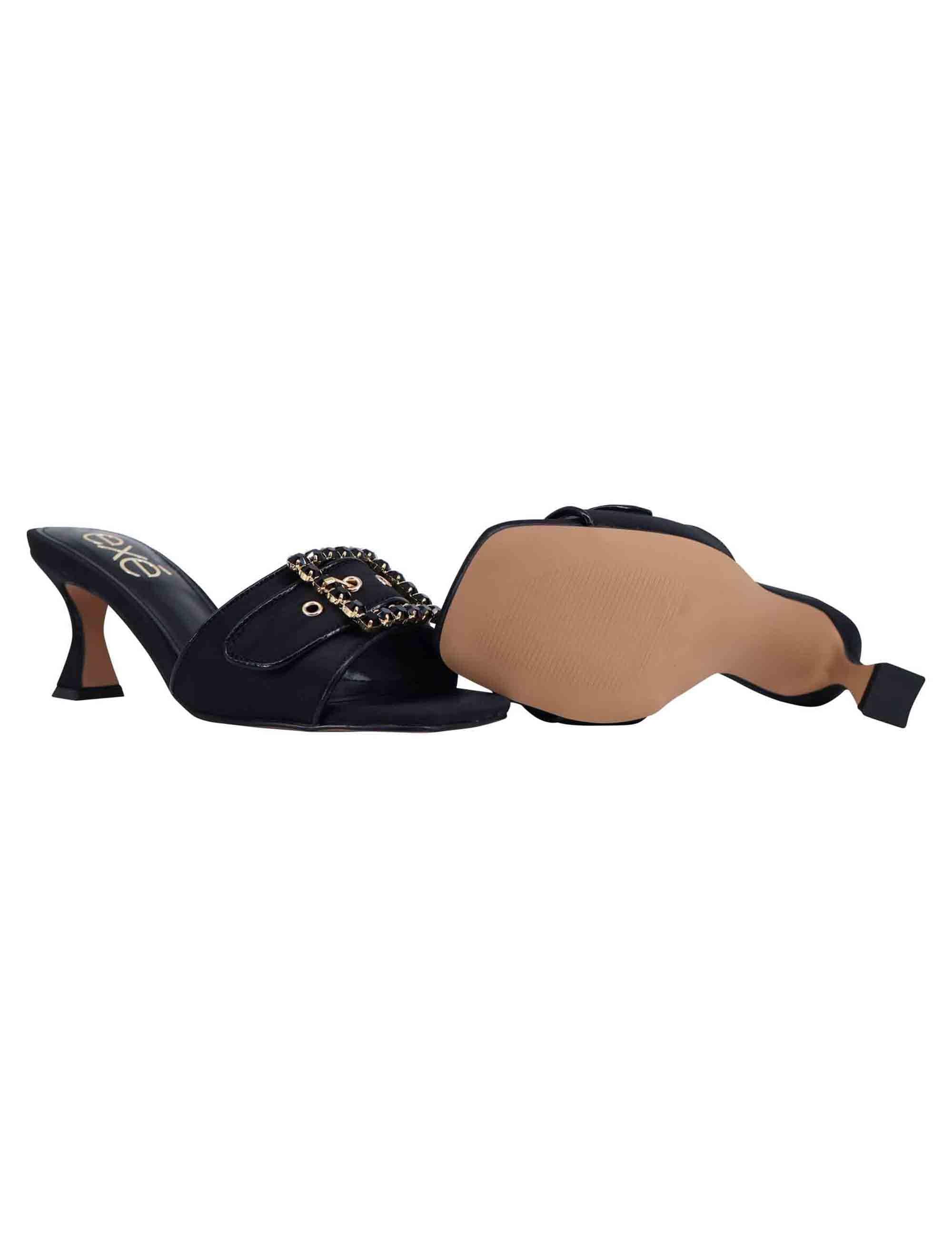 Sandali donna in tessuto nero con morsetto e tacco in tinta S4700186415H LUCIA 186 Exe 