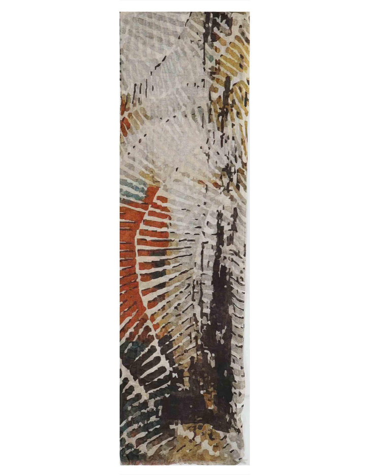 Stole maxi donna in misto cotone beige con fantasia etnica Spatola 60260028 0001 Pyaar 