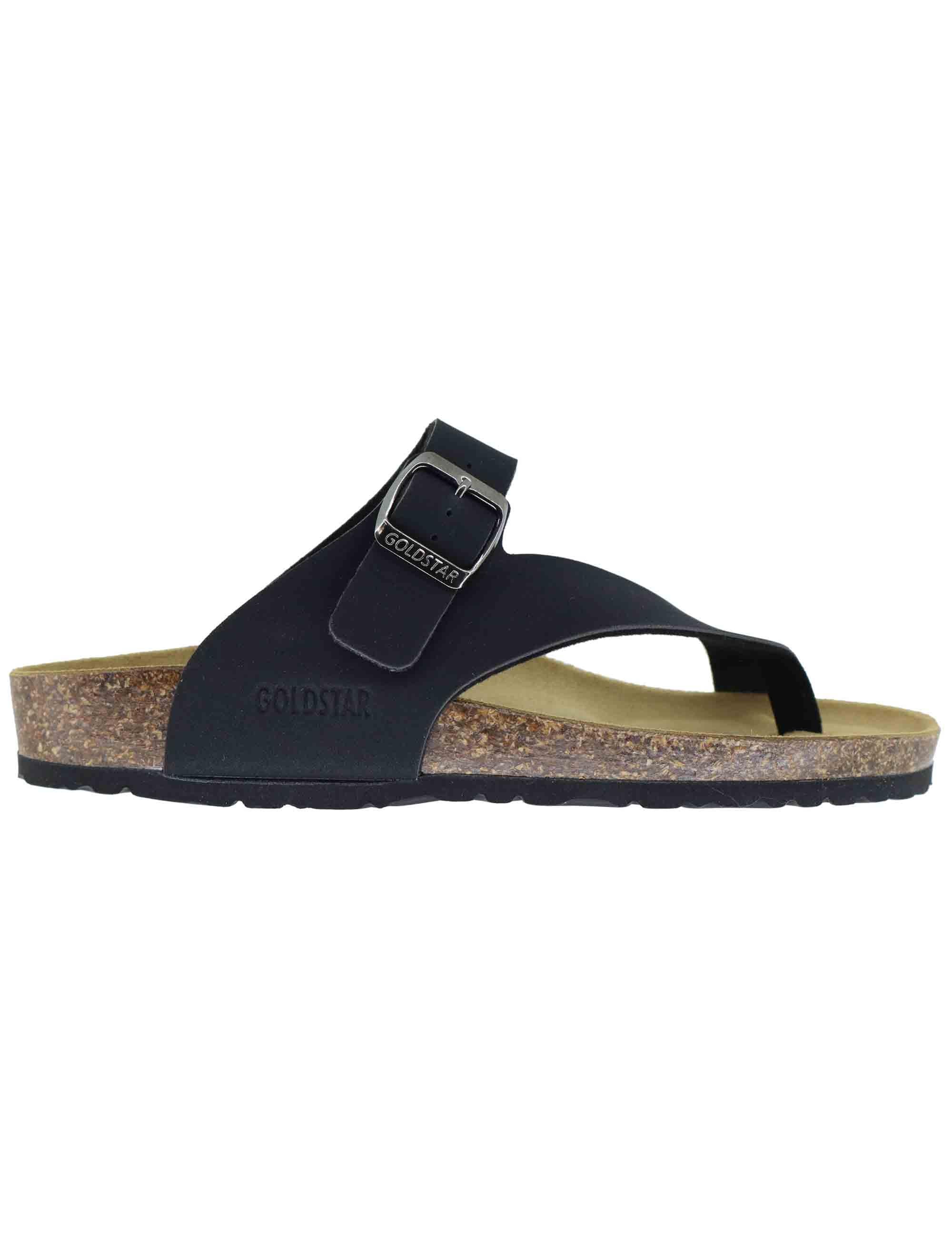 Sandali infradito uomo in pelle nera GS9904 001 Gold Star 