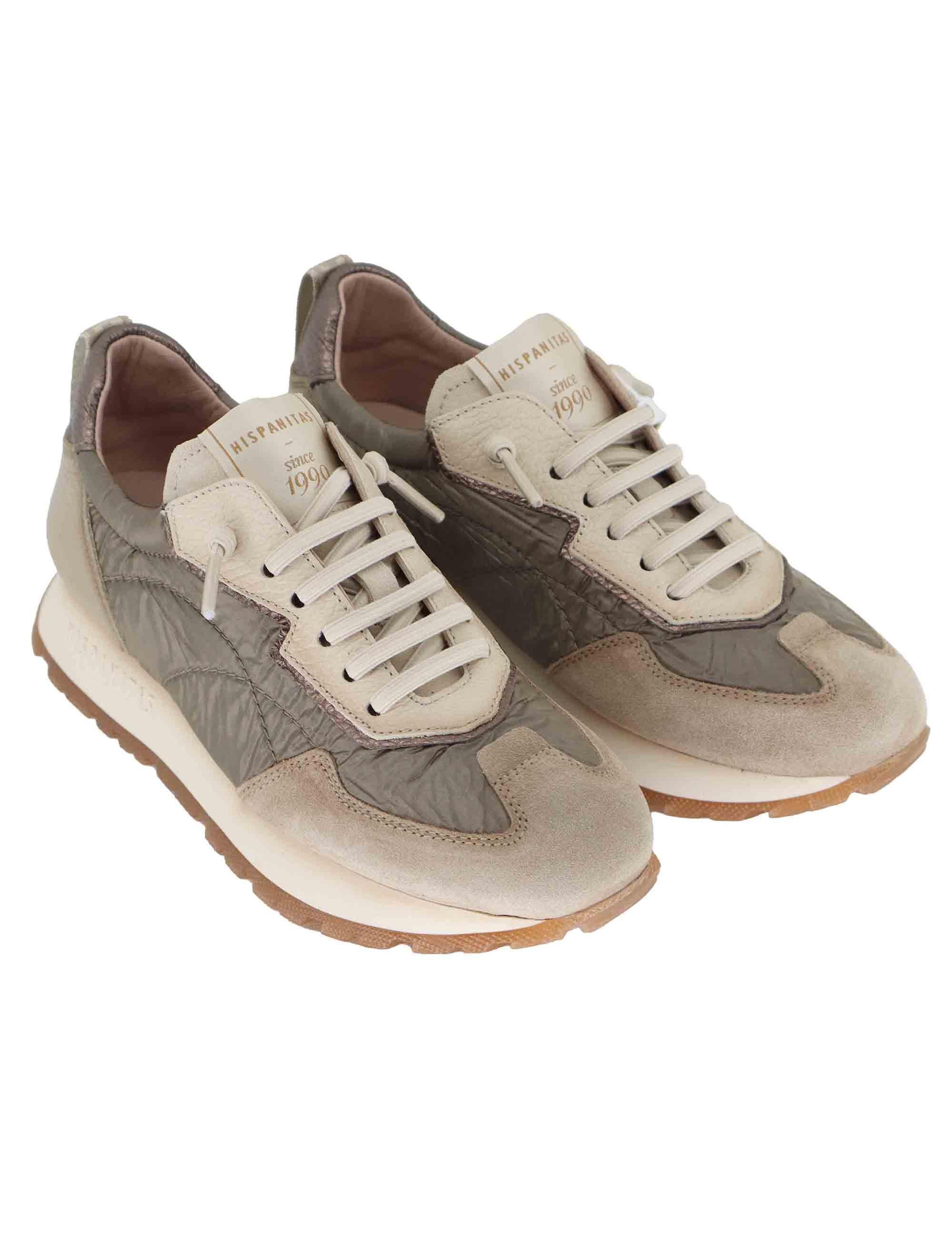 Sneakers donna in camoscio grigio e tessuto con suola running HI254209 C005 Hispanitas 