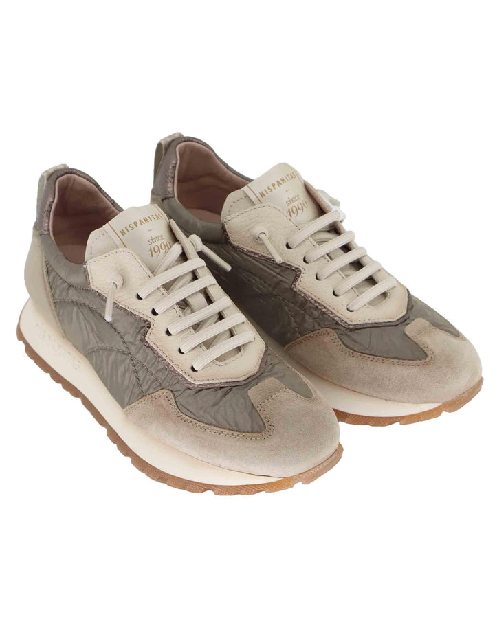 Sneakers donna in camoscio grigio e tessuto con suola running HI254209 C005 Hispanitas 