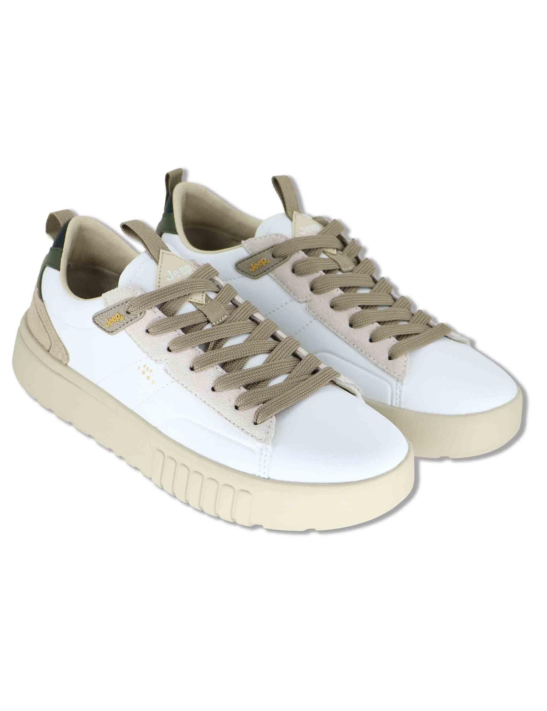 Sneakers uomo Rock White in pelle bianca con suola leggera JM52091A 051 Jeep 