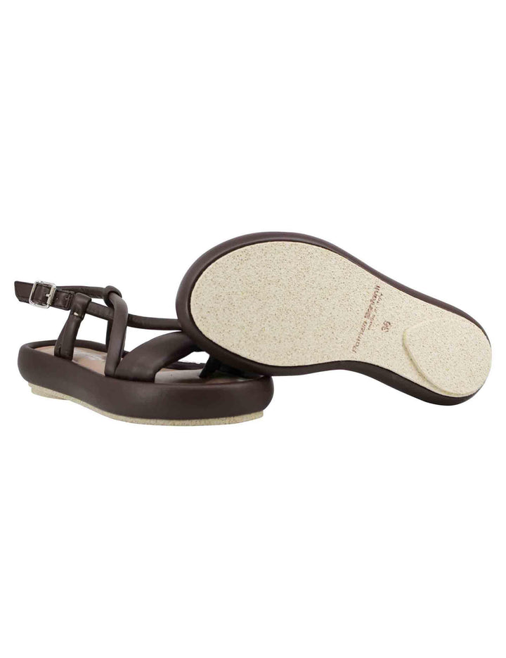 Sandali infradito slingback donna in pelle testa di moro con zeppa bassa BASU 013 Patrizia Bonfanti 