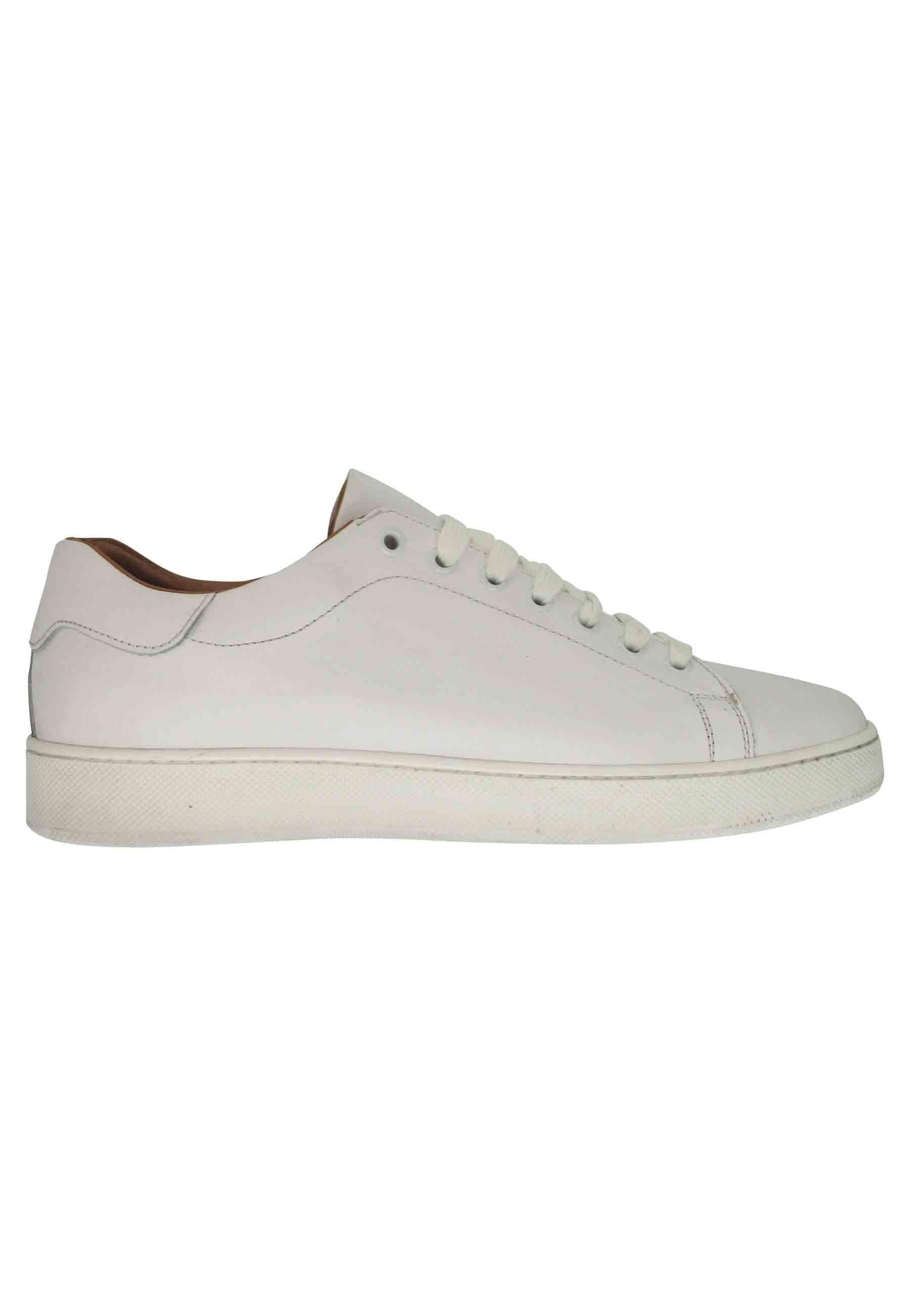 Sneakers uomo in pelle bianca con fondo in gomma 2011 100 Spatarella 