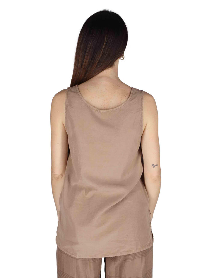 Top donna in cotone nocciola TRIS NUT TreBarraBi 