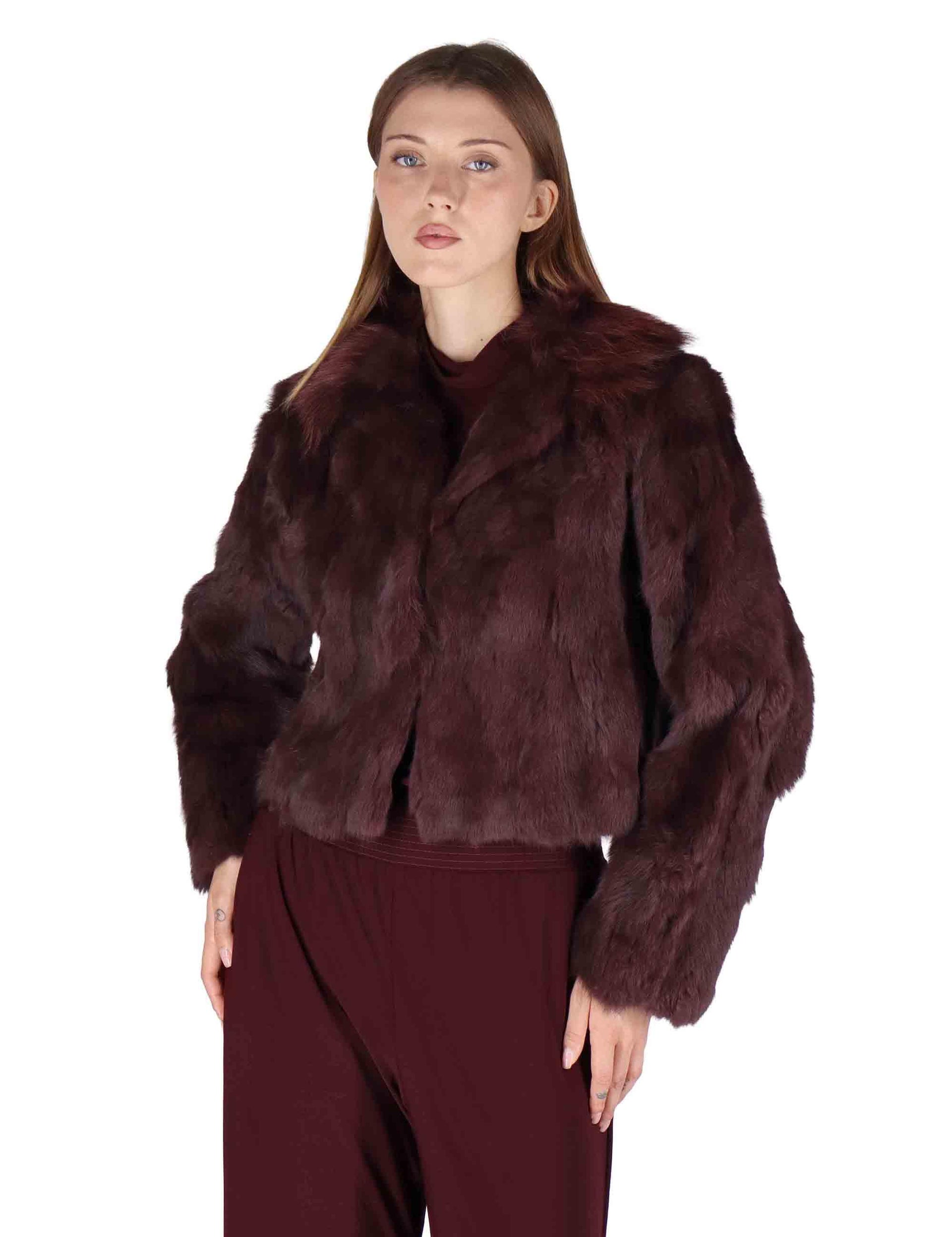 Giubbotti bomber corti donna in lapin bordeaux SP25101 BRDX Spatarella 