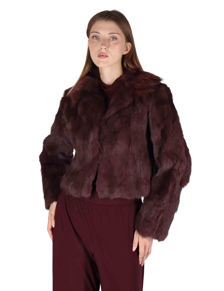 Giubbotti bomber corti donna in lapin bordeaux SP25101 BRDX Spatarella 