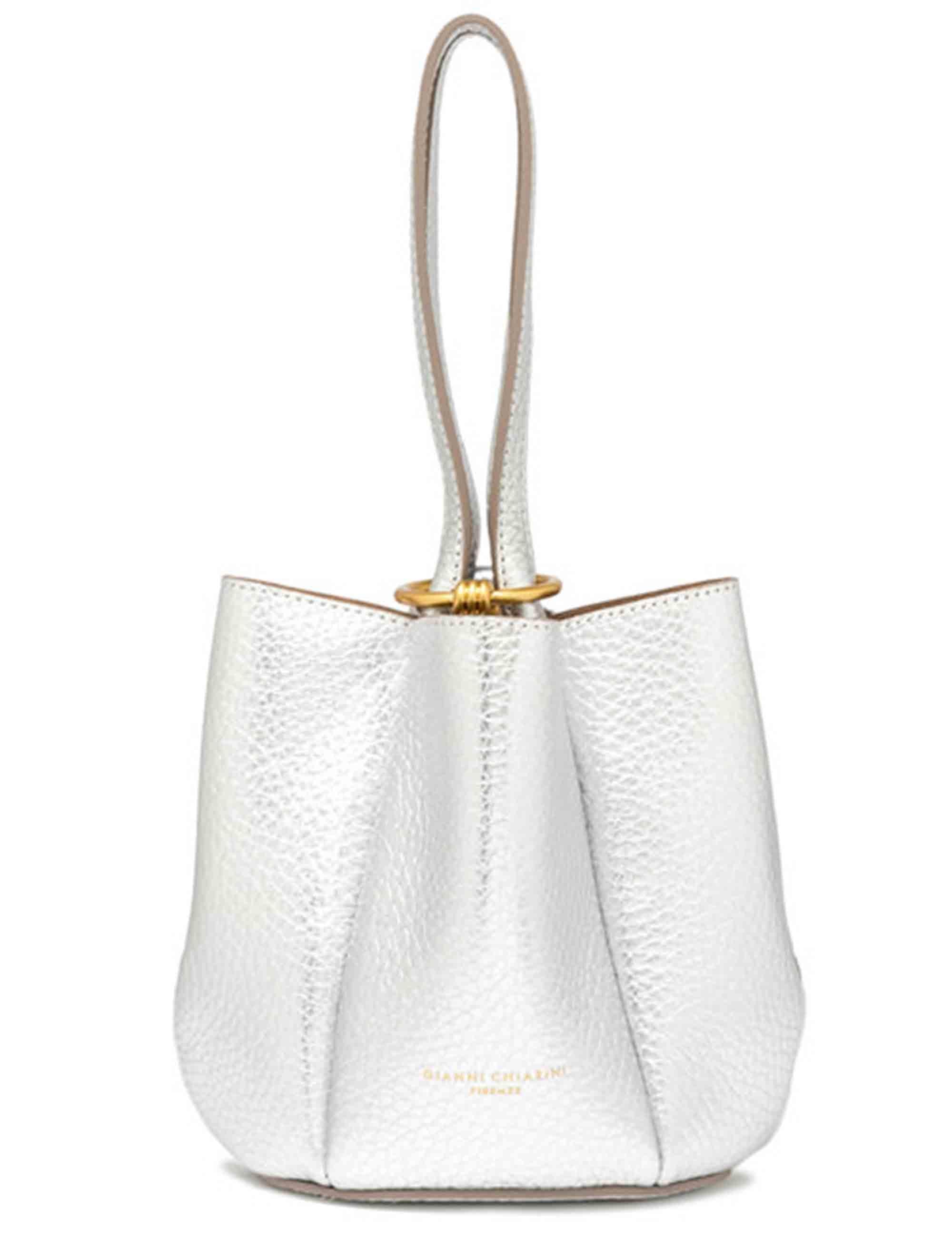 Borse donna Lily Bag in pelle silver con chiusura gioiello e tracolla e manico BS12000 RNGDBL T.U. 14369 Gianni Chiarini 