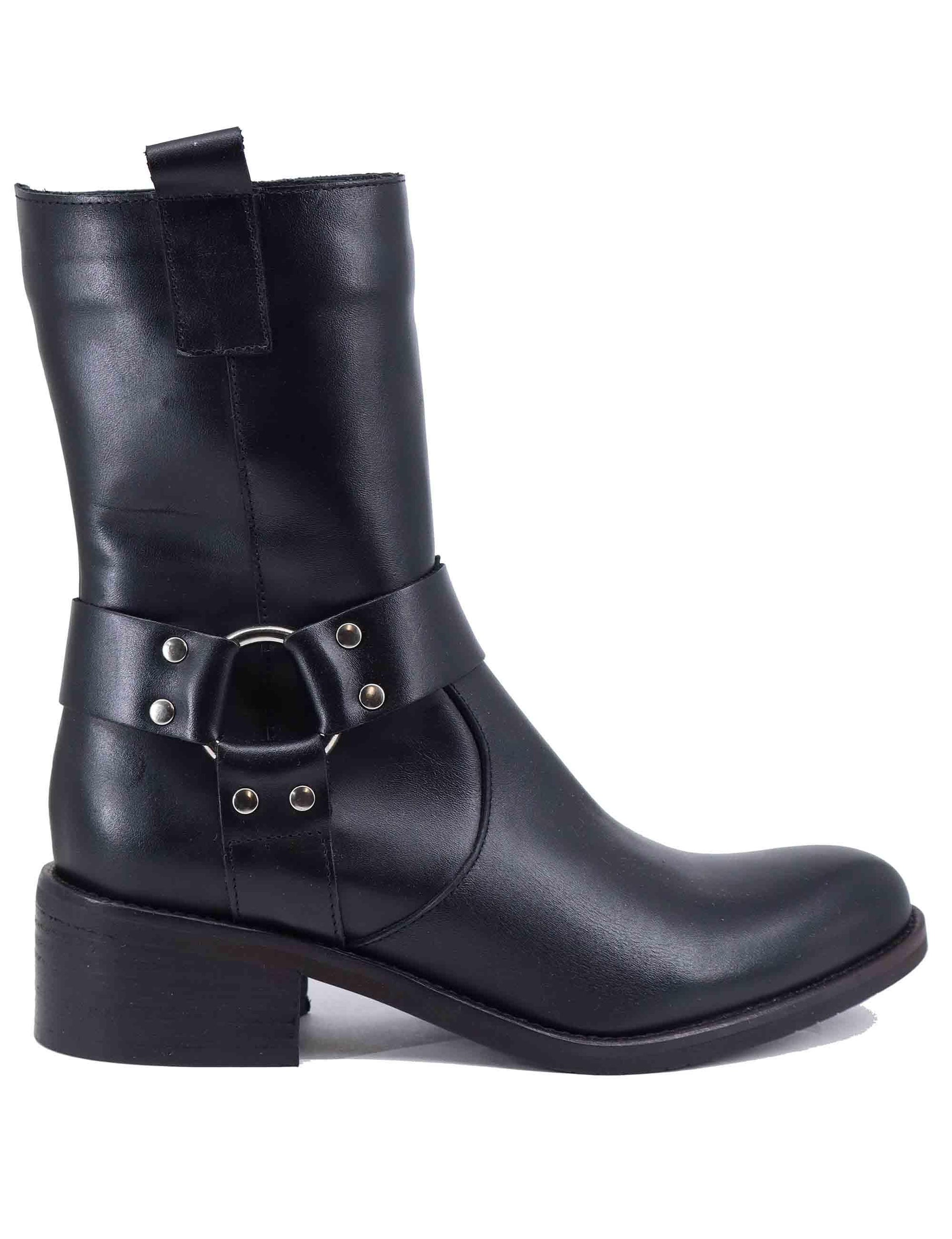 Texani donna in pelle nera con cavigliera SP102 001 Spatarella 