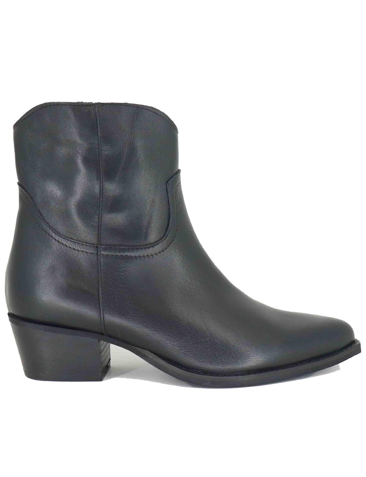 Stivaletti texani donna in pelle nera con punta a punta GOLD 1 001 Tattoo 