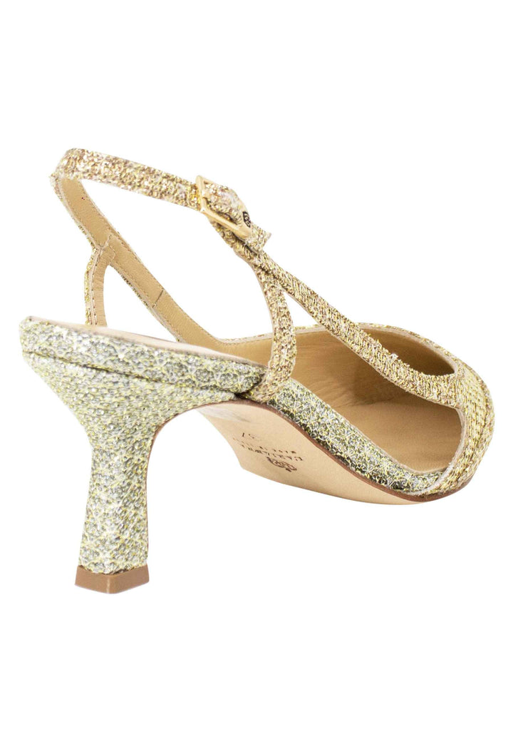 Decollete slingback donna in tessuto platino e oro CH1603/RT 612 L'Arianna 