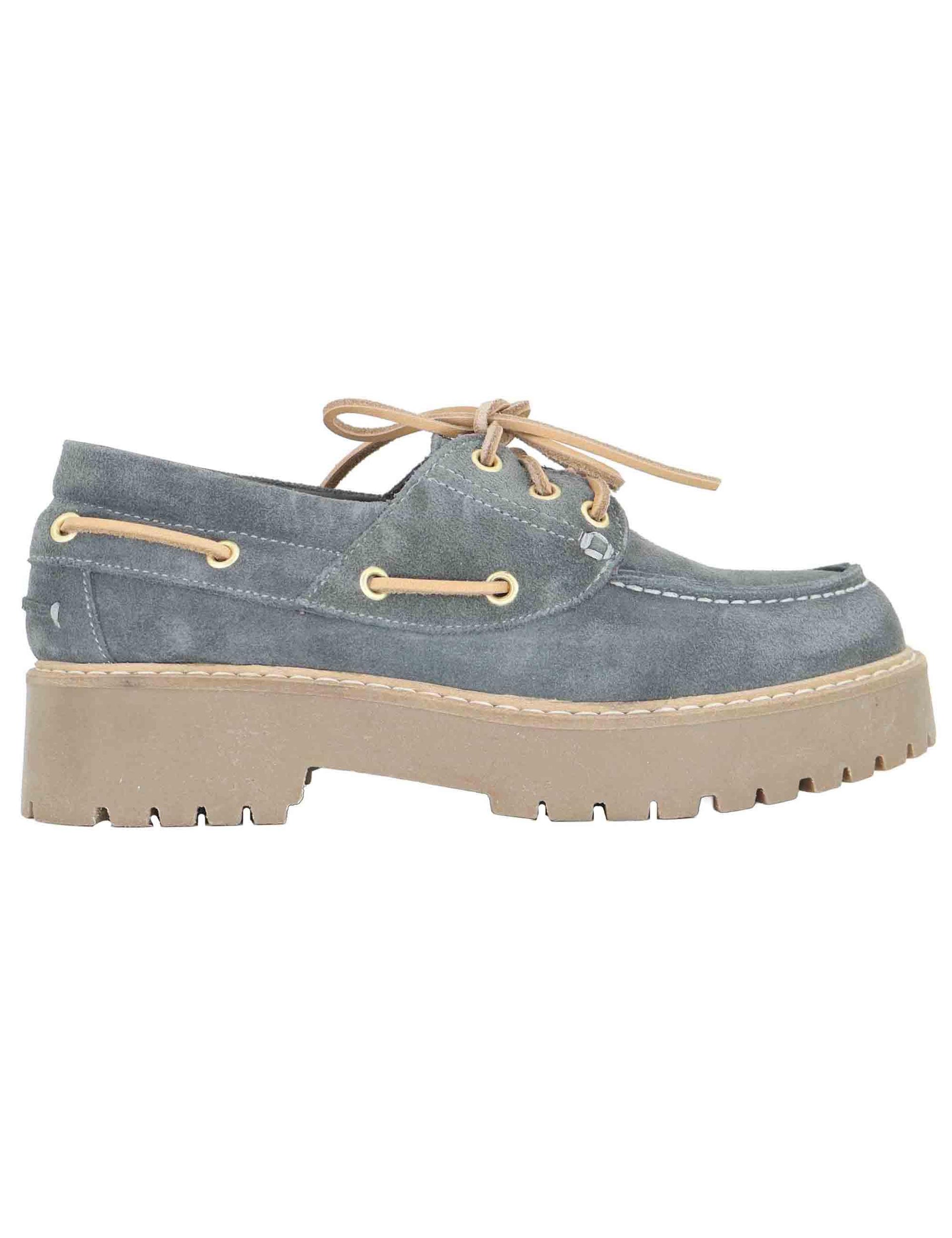 Stringate donna in crosta grigia con suola carrarmato SP20 015 Spatarella 