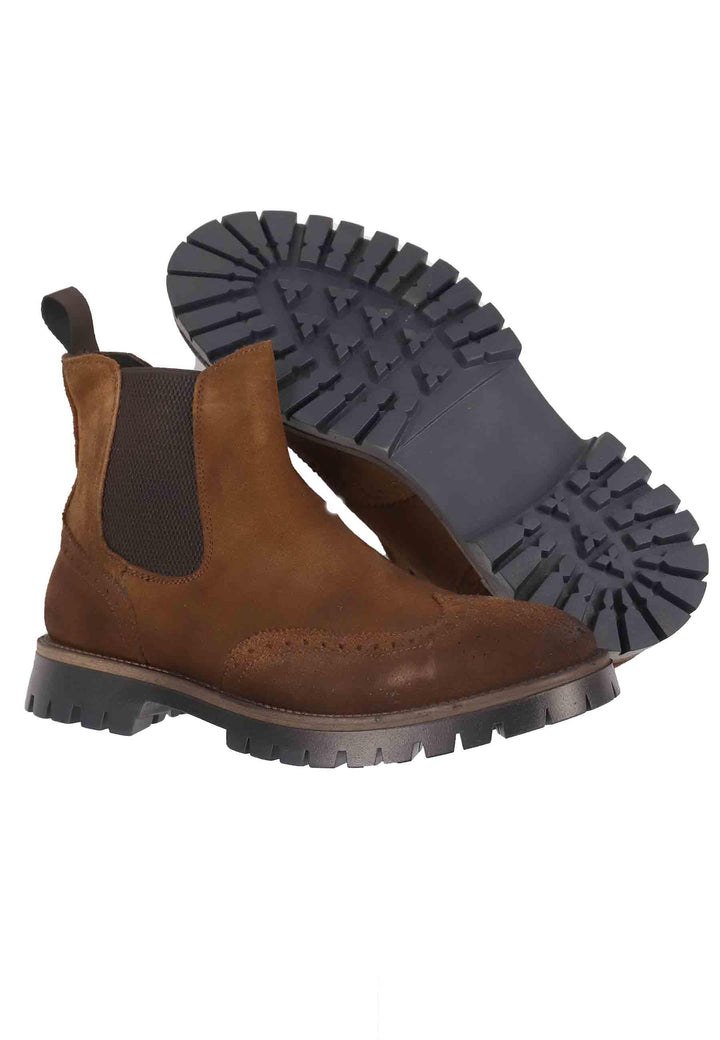 Stivaletti uomo in camoscio cuoio con impunture e suola carrarmato SP3001 034 Spatarella 