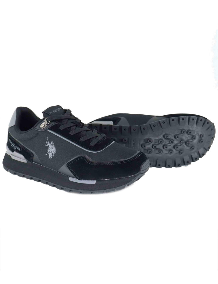 Sneakers uomo in pelle e tessuto nero con suola alta ARON009 BLK U.S. Polo Assn. 