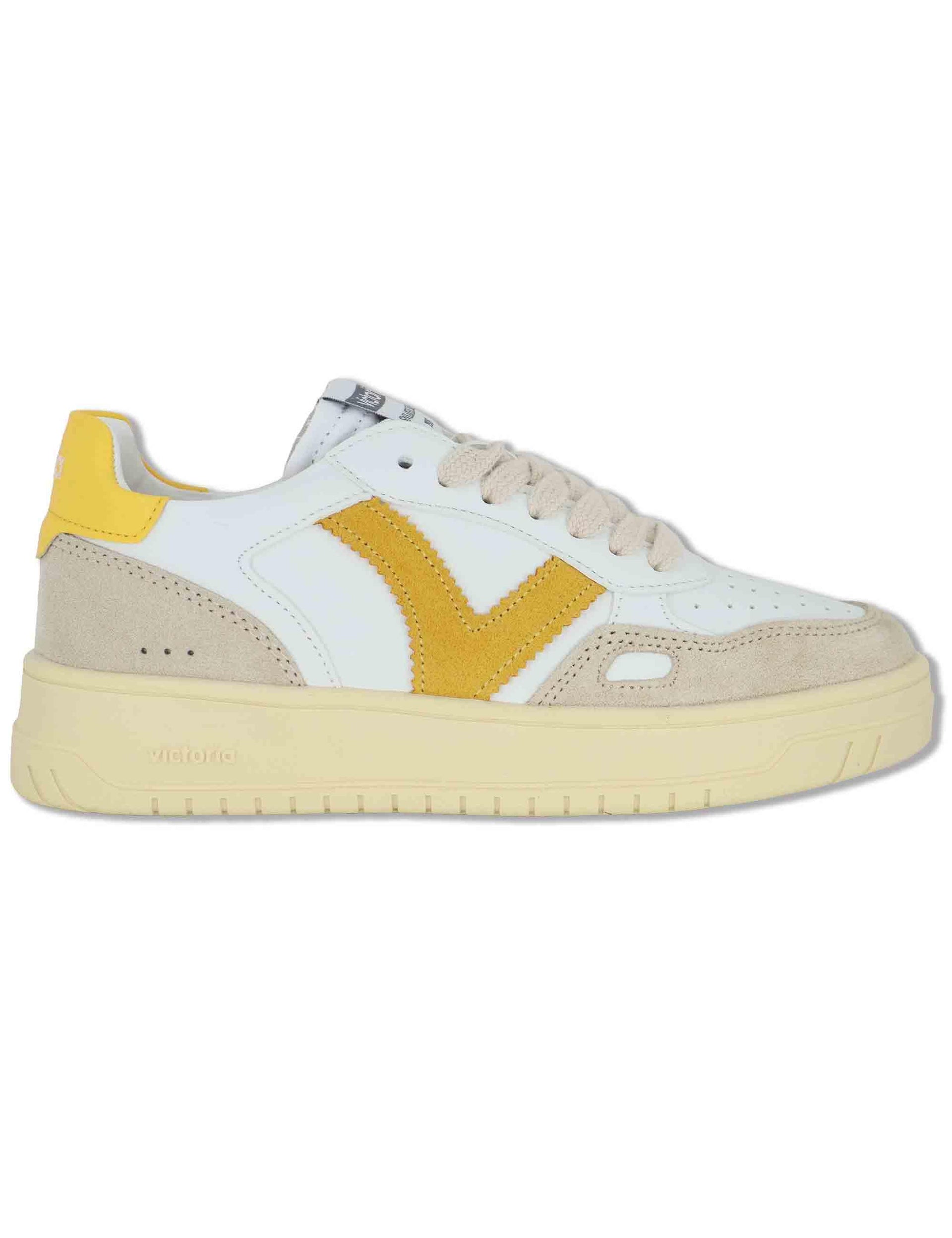 Sneakers donna Seul in pelle bianca con logo senape e suola alta 1257136 50_Amarillo Victoria 