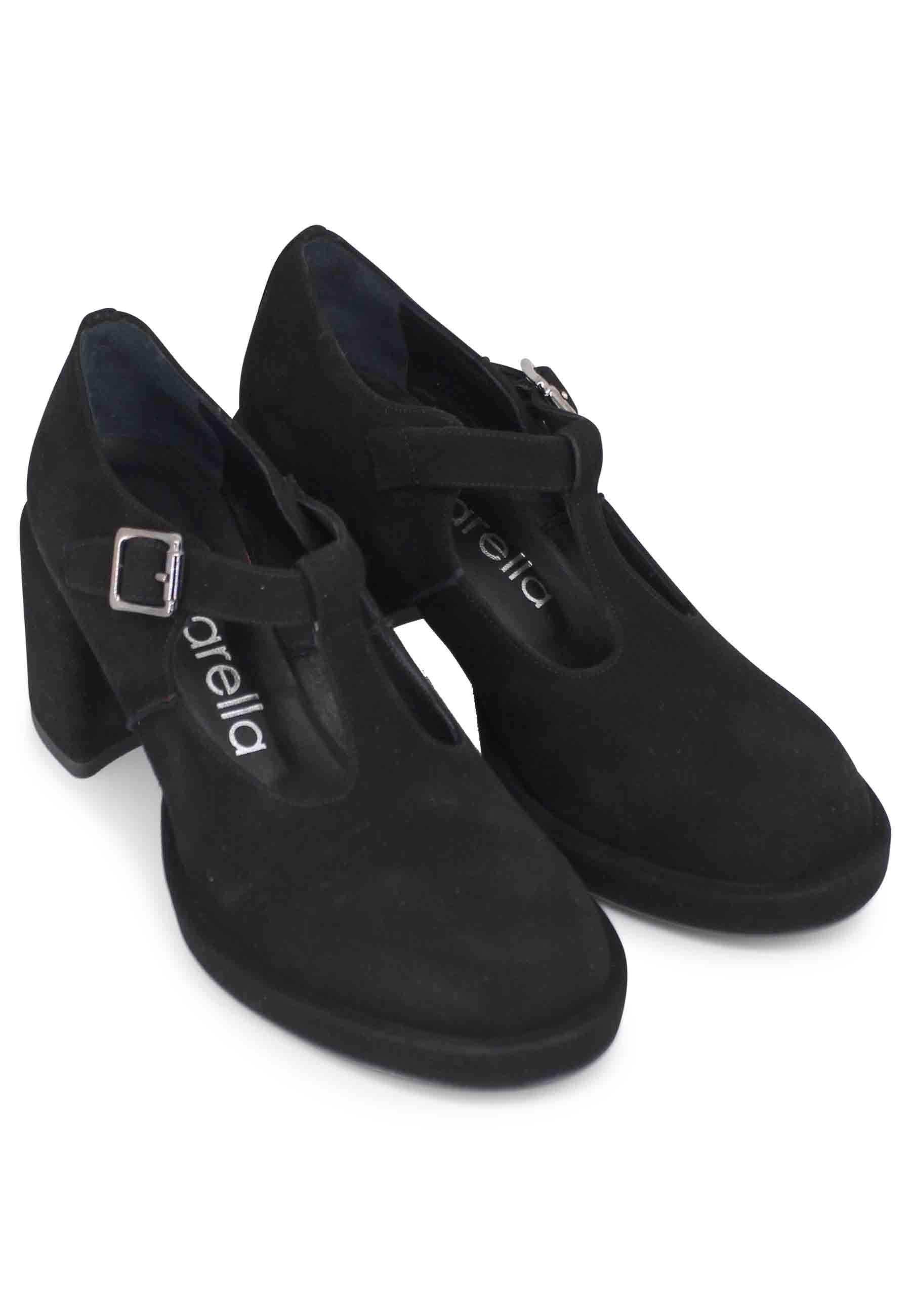 Decollete donna in camoscio nero con tacco e plateau SP769 001 Spatarella 