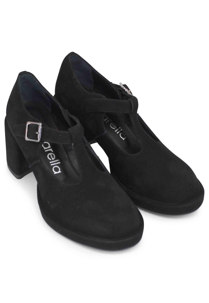 Decollete donna in camoscio nero con tacco e plateau SP769 001 Spatarella 