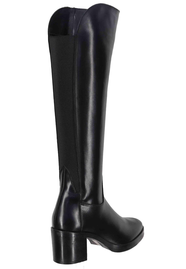 Stivali donna in pelle nera con ghetta al ginocchio e punta tonda SPST3001 001 Spatarella 