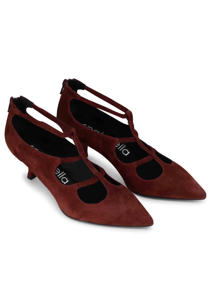 Decollete donna in camoscio marrone con cinturini SP715 013 Spatarella 