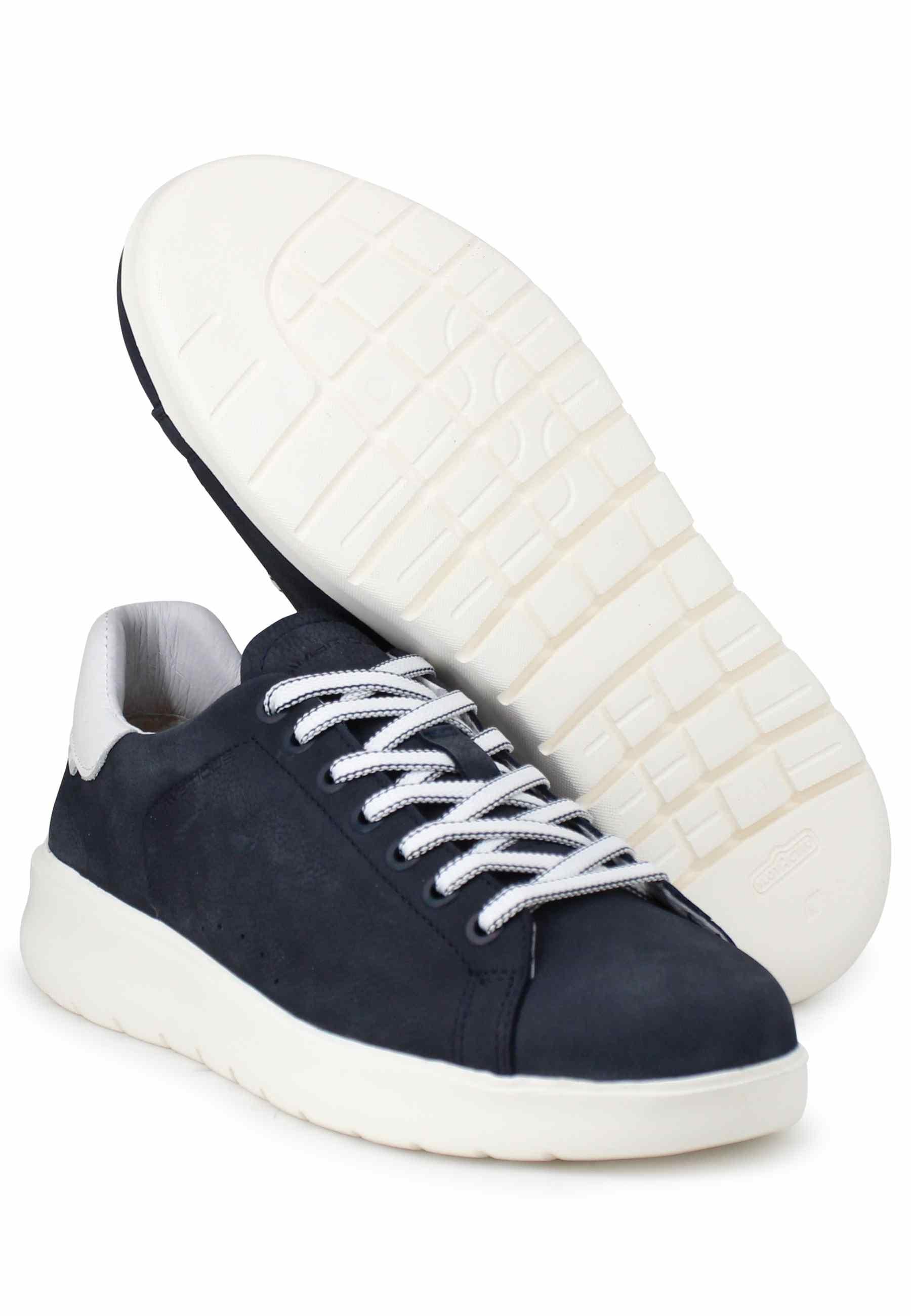 Sneakers uomo Hover in nabuk blu con suola alta in gomma 12807 002 Ambitious 