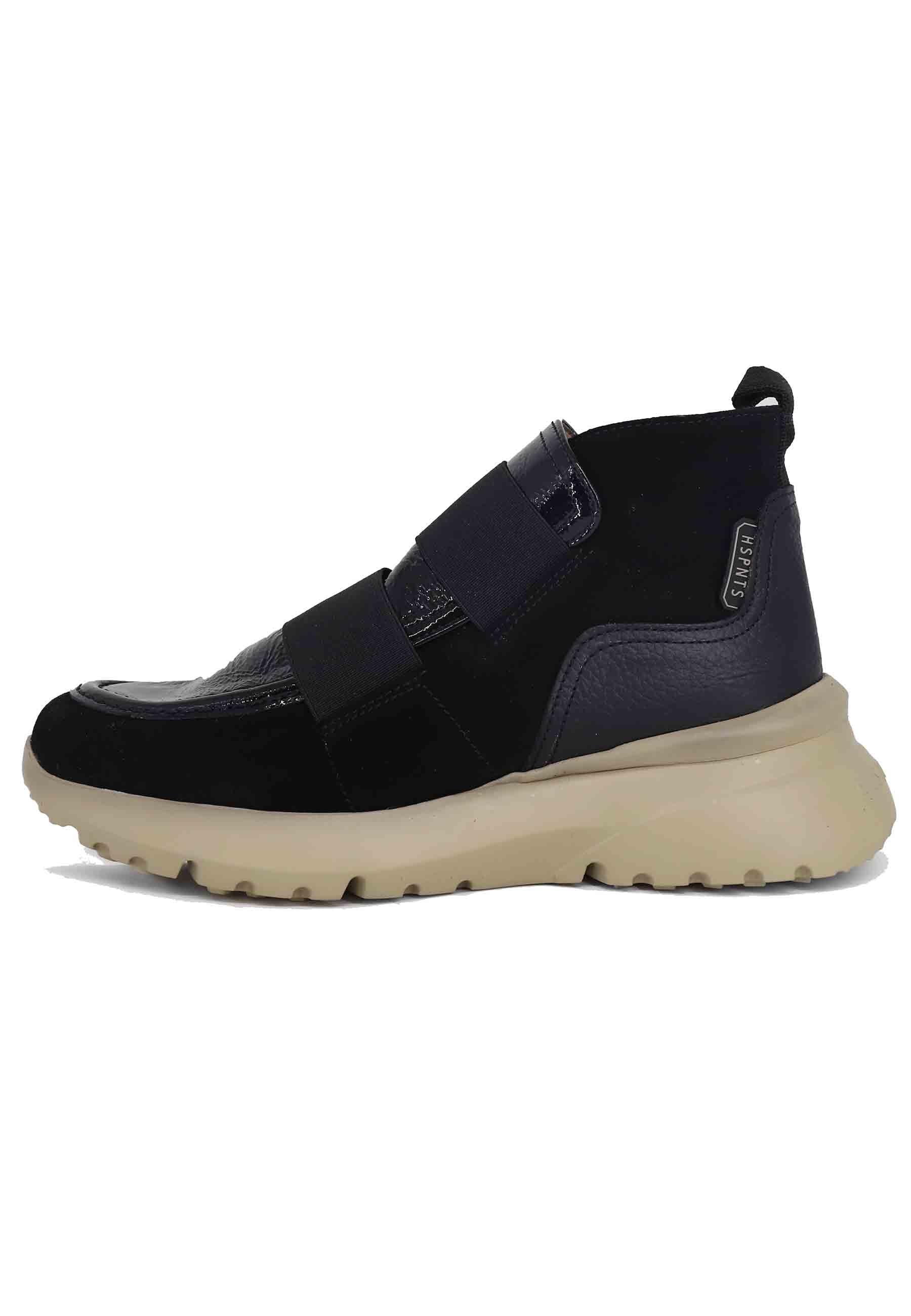 Sneakers donna a stivaletto in pelle e tessuto nero Velour Black HI233101 C003 Hispanitas 