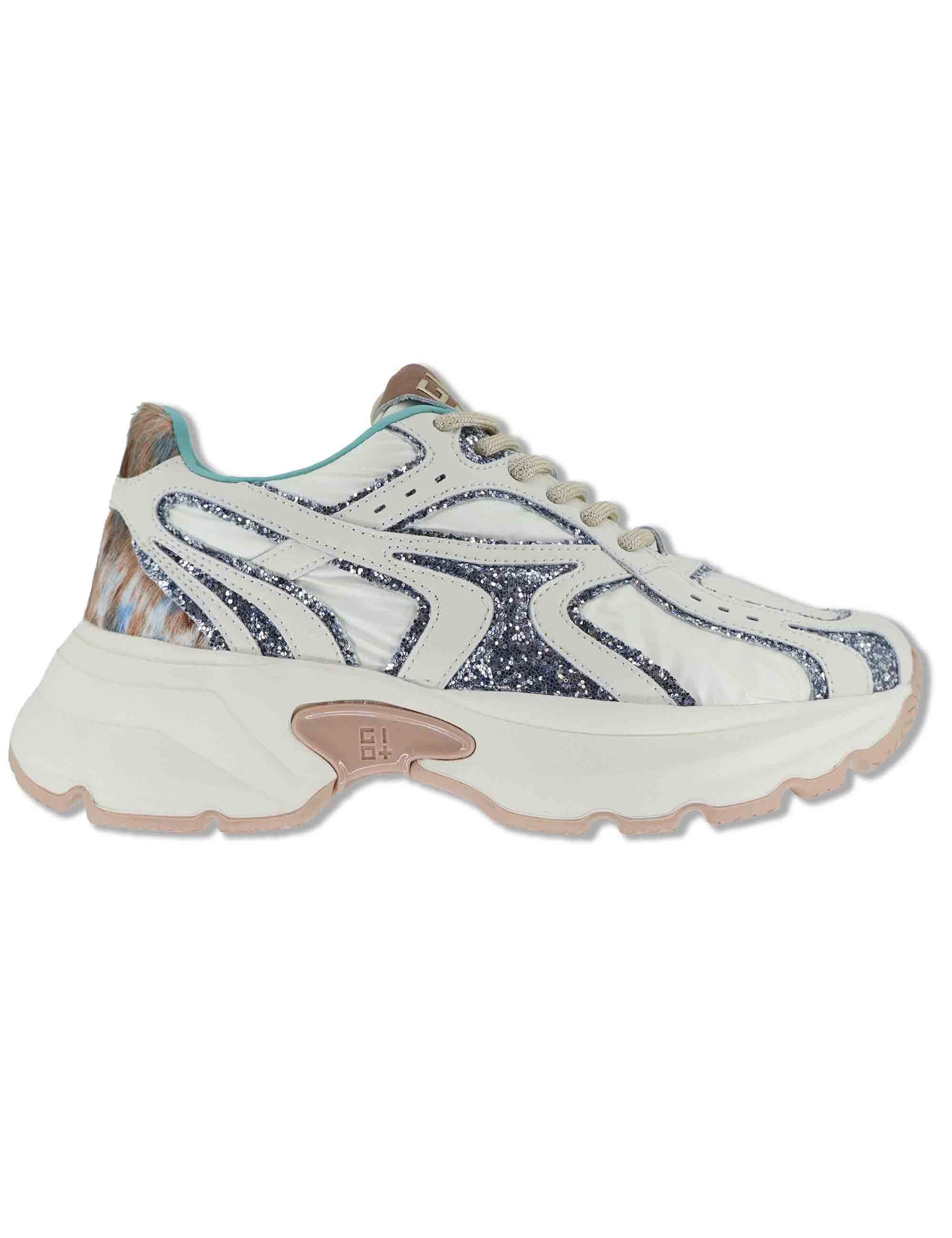 Sneakers donna Chunky in pelle e tessuto bianco con inserti a contrasto DALIA 05 Gio + 