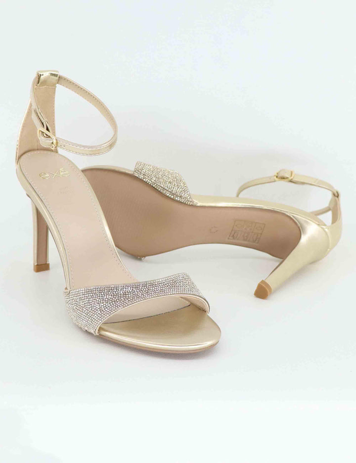 Sandali donna in strass oro tacco alto U4700353529B 335 LT Exe 
