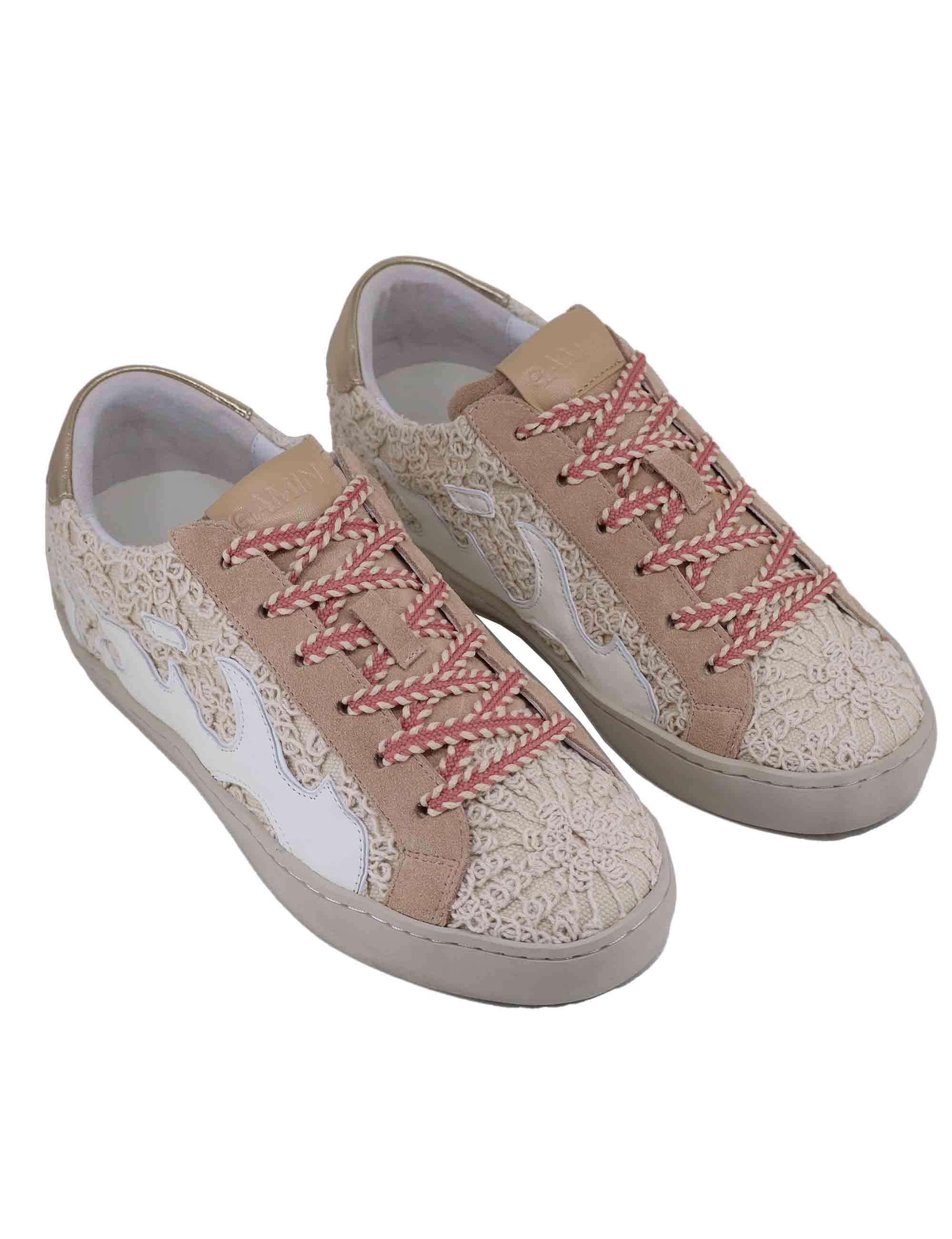 Sneakers donna Gamin in pelle e tessuto beige 610123GM 020 Bibi Lou 
