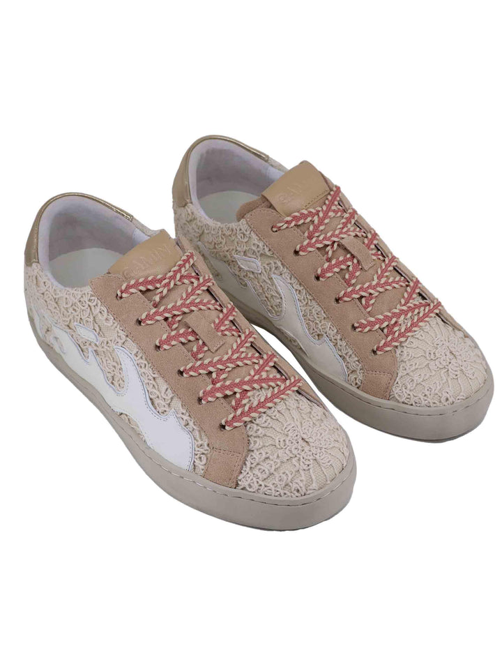 Sneakers donna Gamin in pelle e tessuto beige 610123GM 020 Bibi Lou 