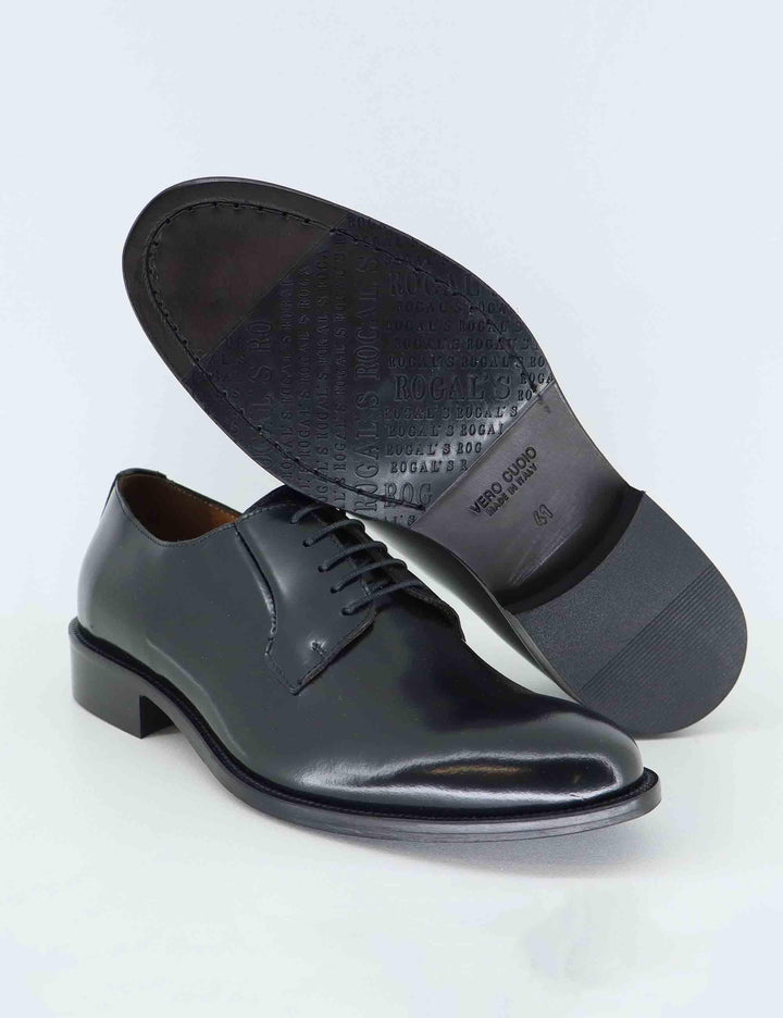 Stringate uomo in pelle nera con suola in cuoio OXFORD 6 001 Rogal's 