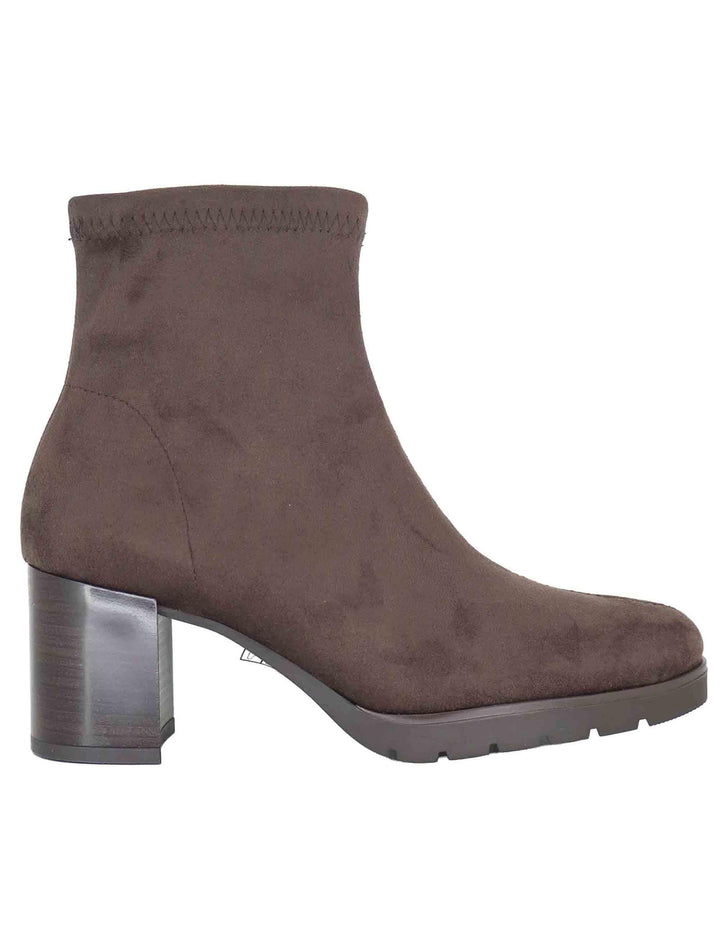 Stivaletti donna in tessuto elasticizzato marrone con tacco e plateau 78174-AE 44 Miss Elastic 